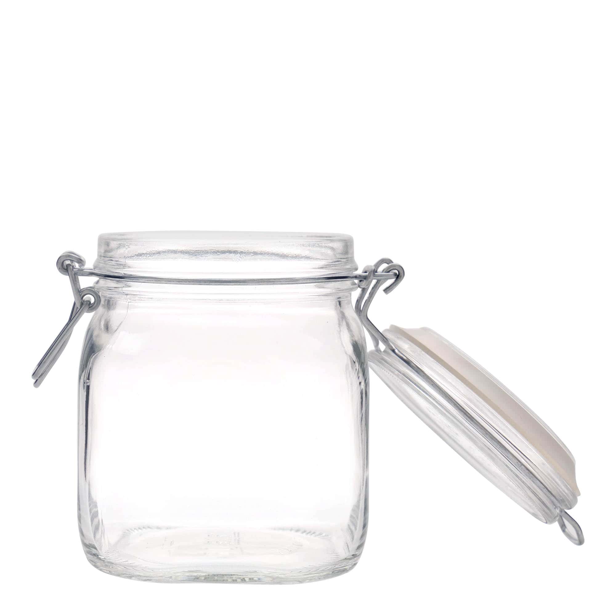 750 ml borcan cu clemă metalică 'Fido', pătrat, deschidere: închidere cu clemă metalică
