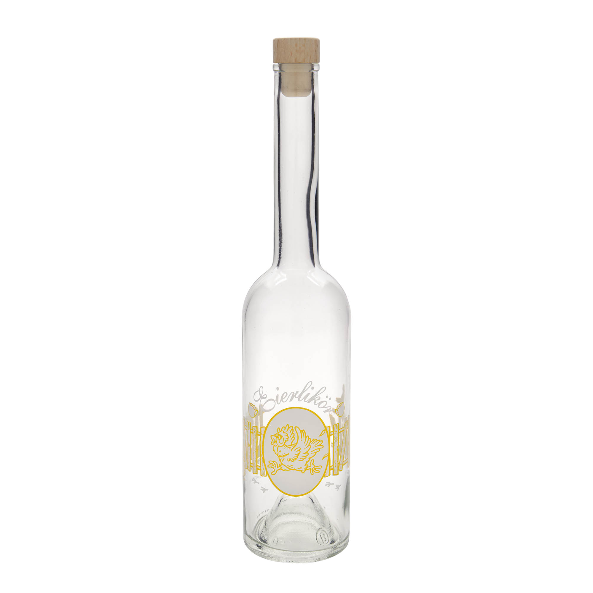Sticlă de sticlă de 500 ml „Opera”, motiv: lichior de ouă, gât: dop Sticlă de sticlă de 500 ml „Opera”, motiv: lichior de ouă, gât: dop