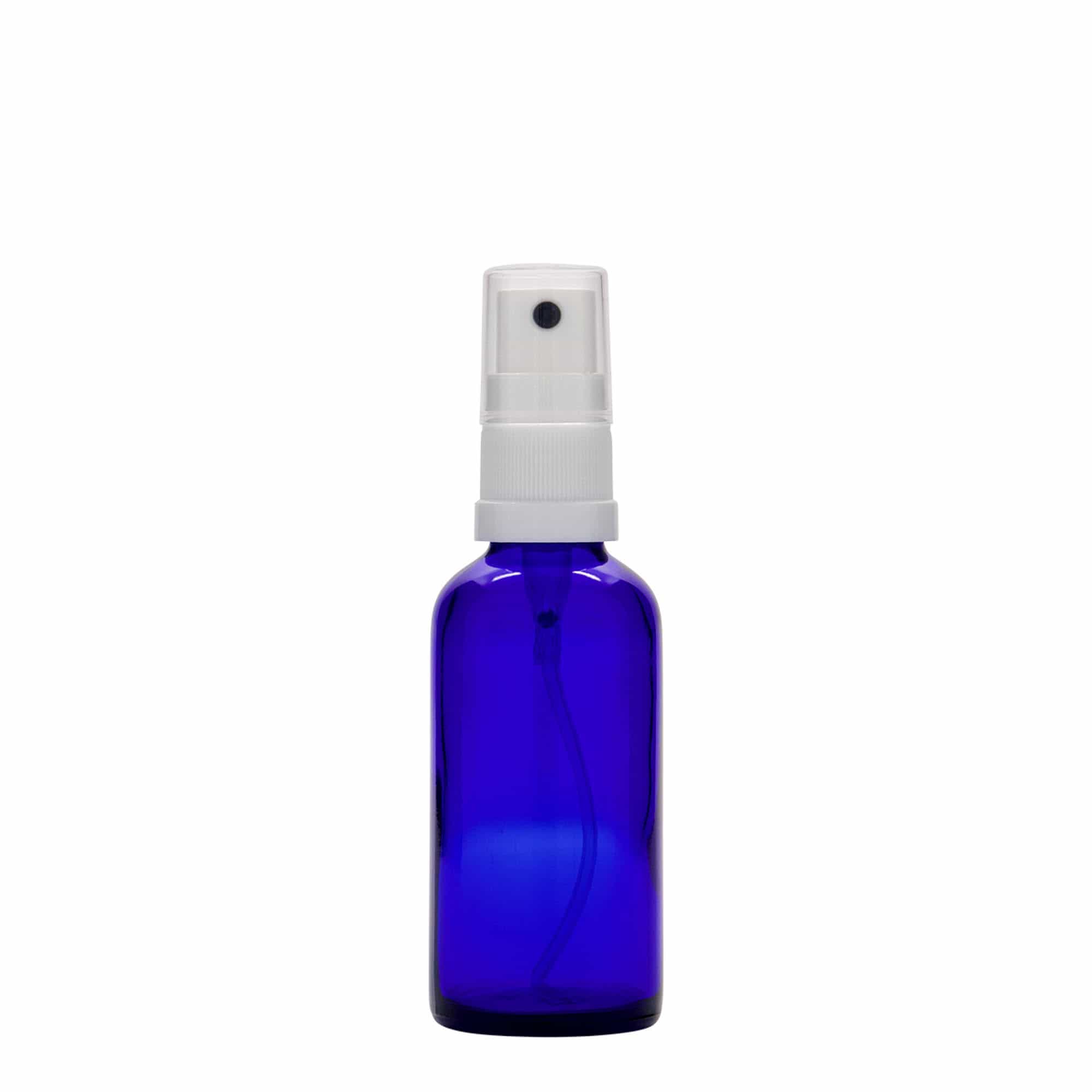Flacon pulverizator 50 ml medicină, sticlă, albastru regal, gura: DIN 18