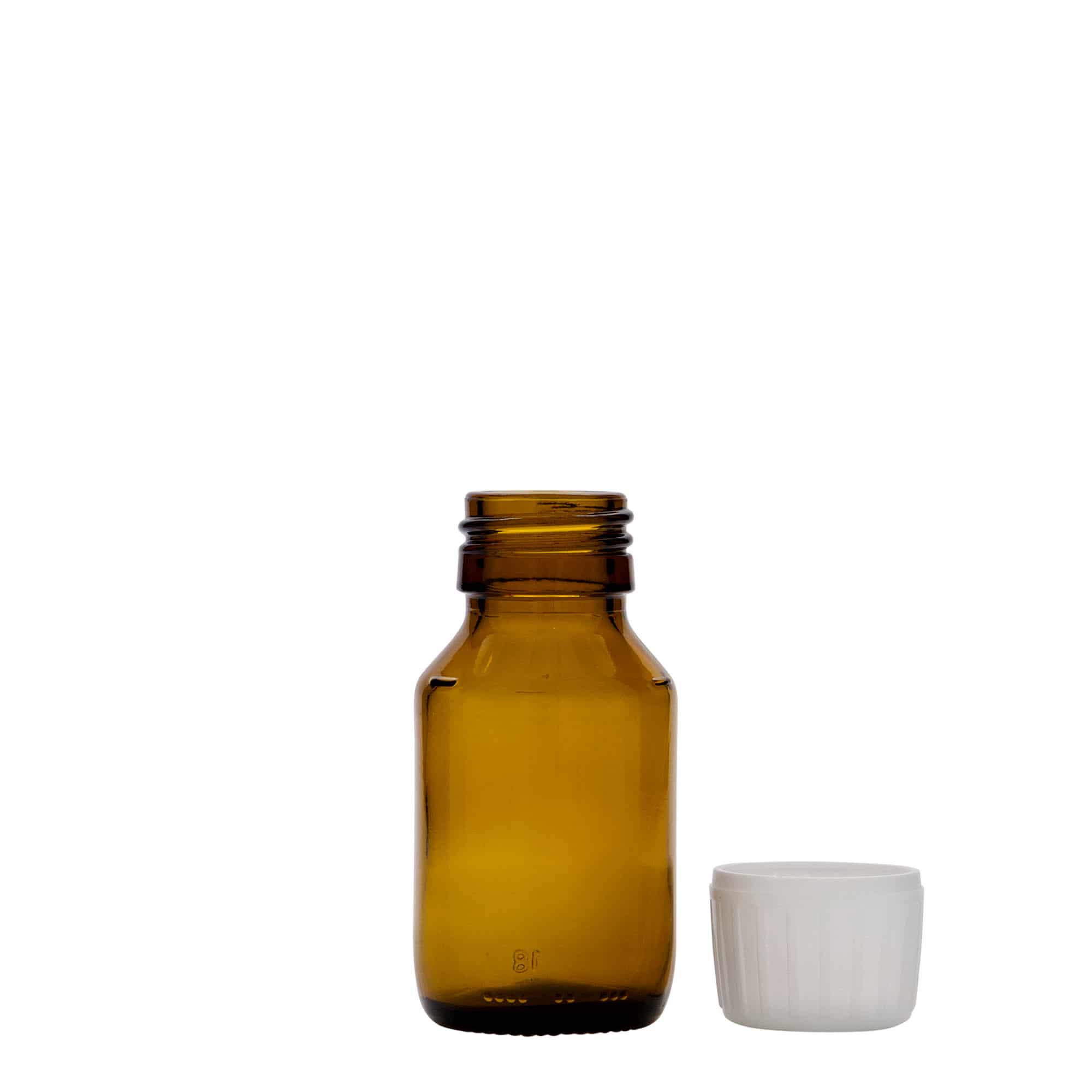 Flacon medical de 50 ml, maro, sticlă, gura: PP 28