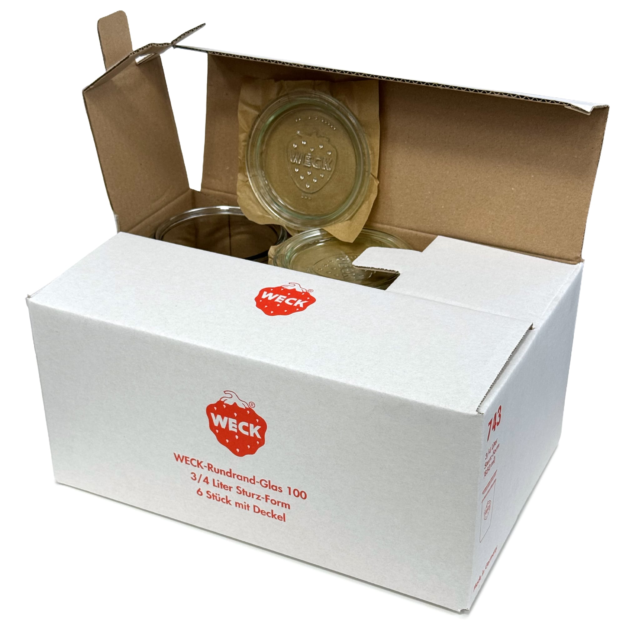 6x 850 ml borcan WECK cu gura largă cu capac de sticlă RR 100