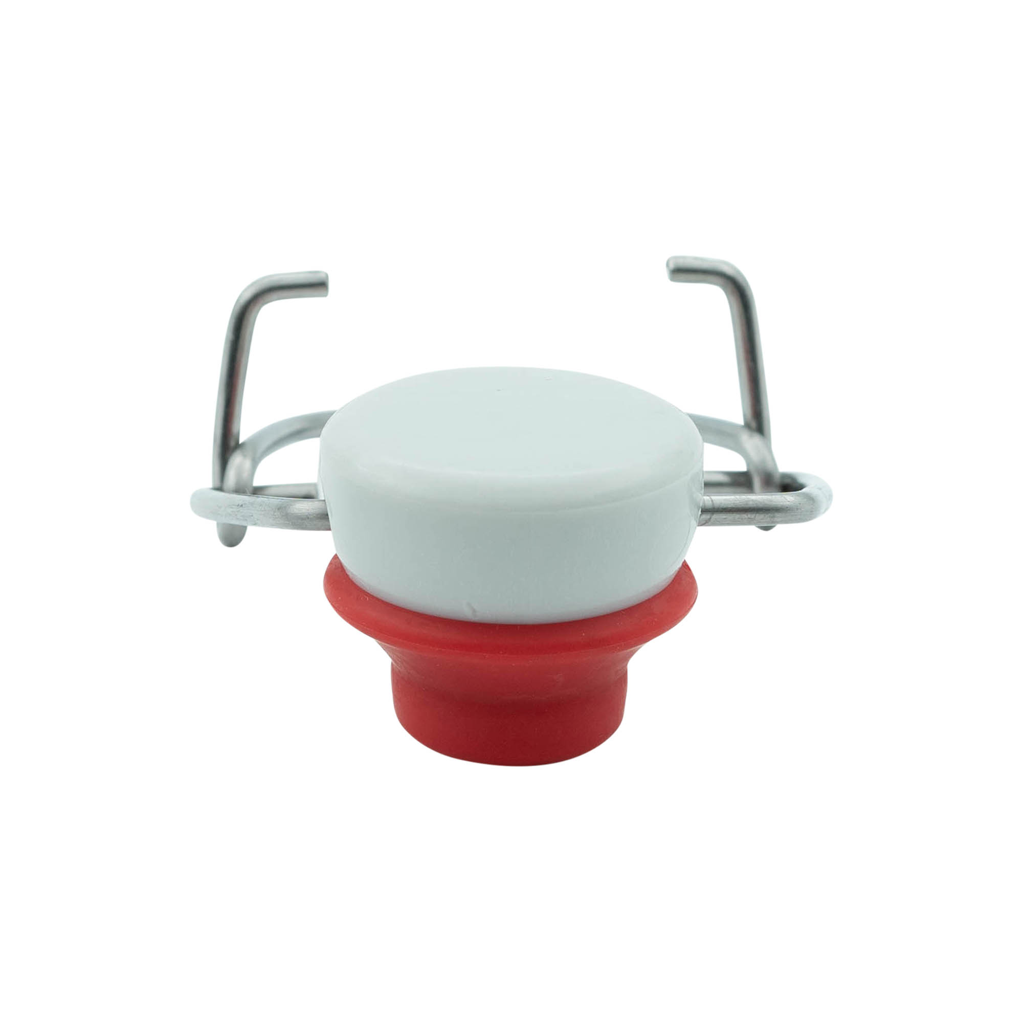 Închizător cu clemă mărime specială, plastic, roșu-alb