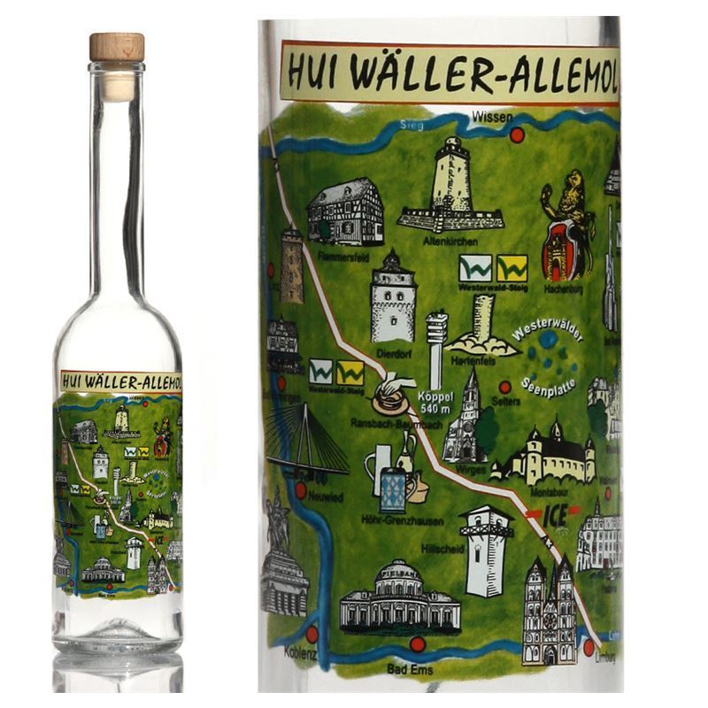 Sticlă de sticlă de 500 ml „Opera”, motiv: Westerwald, gura: dop de plută Sticlă de sticlă de 500 ml „Opera”, motiv: Westerwald, gura: dop de plută