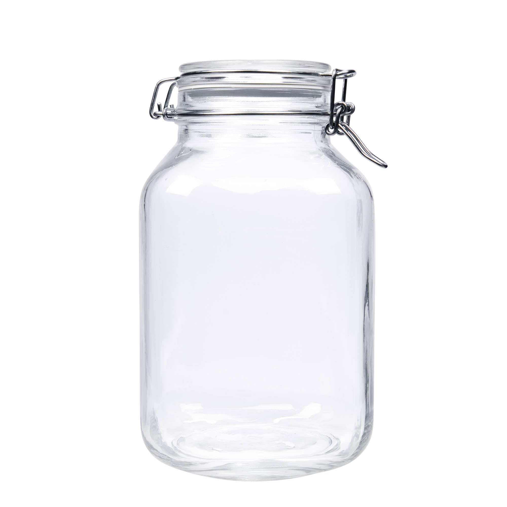 3.000 ml borcan cu clemă metalică „Fido”, pătrat, gura: închidere cu clemă metalică