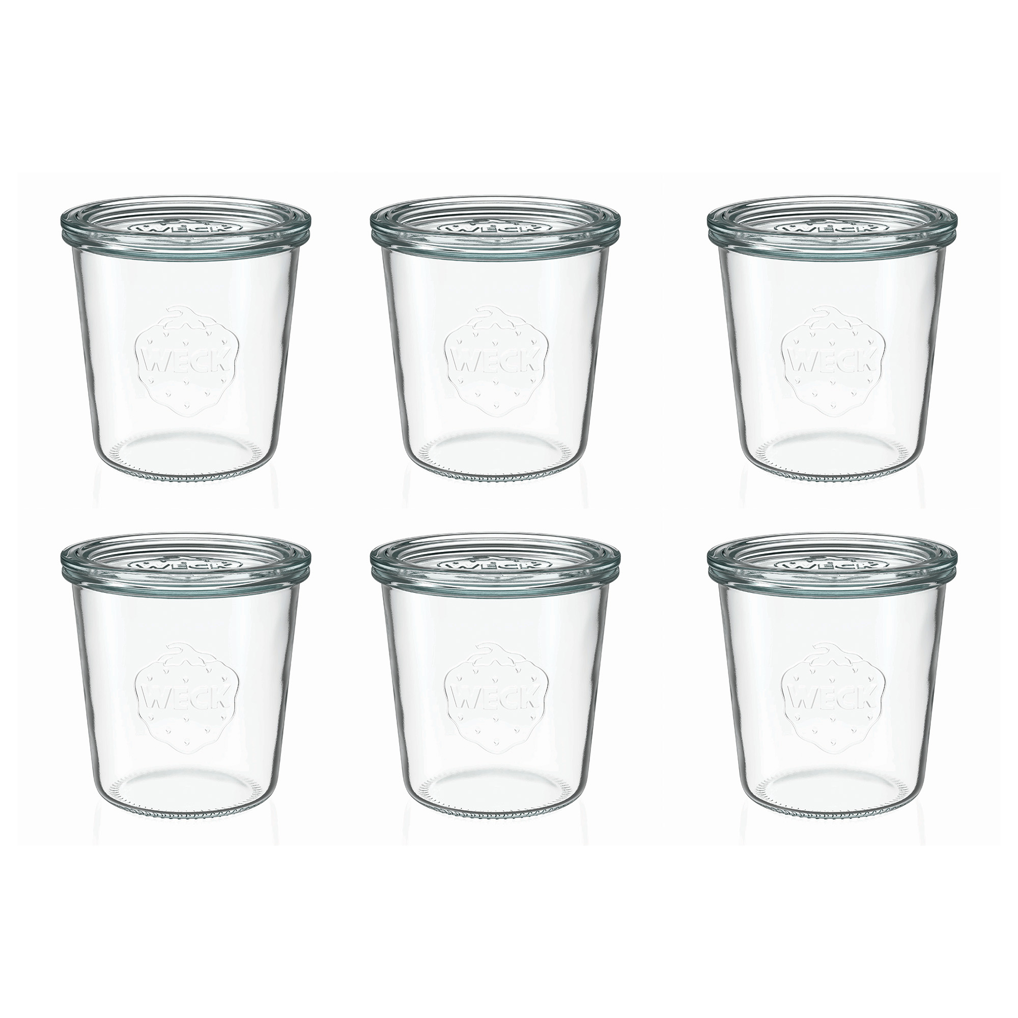 6x 580 ml borcan WECK cu gura largă cu capac de sticlă RR 100