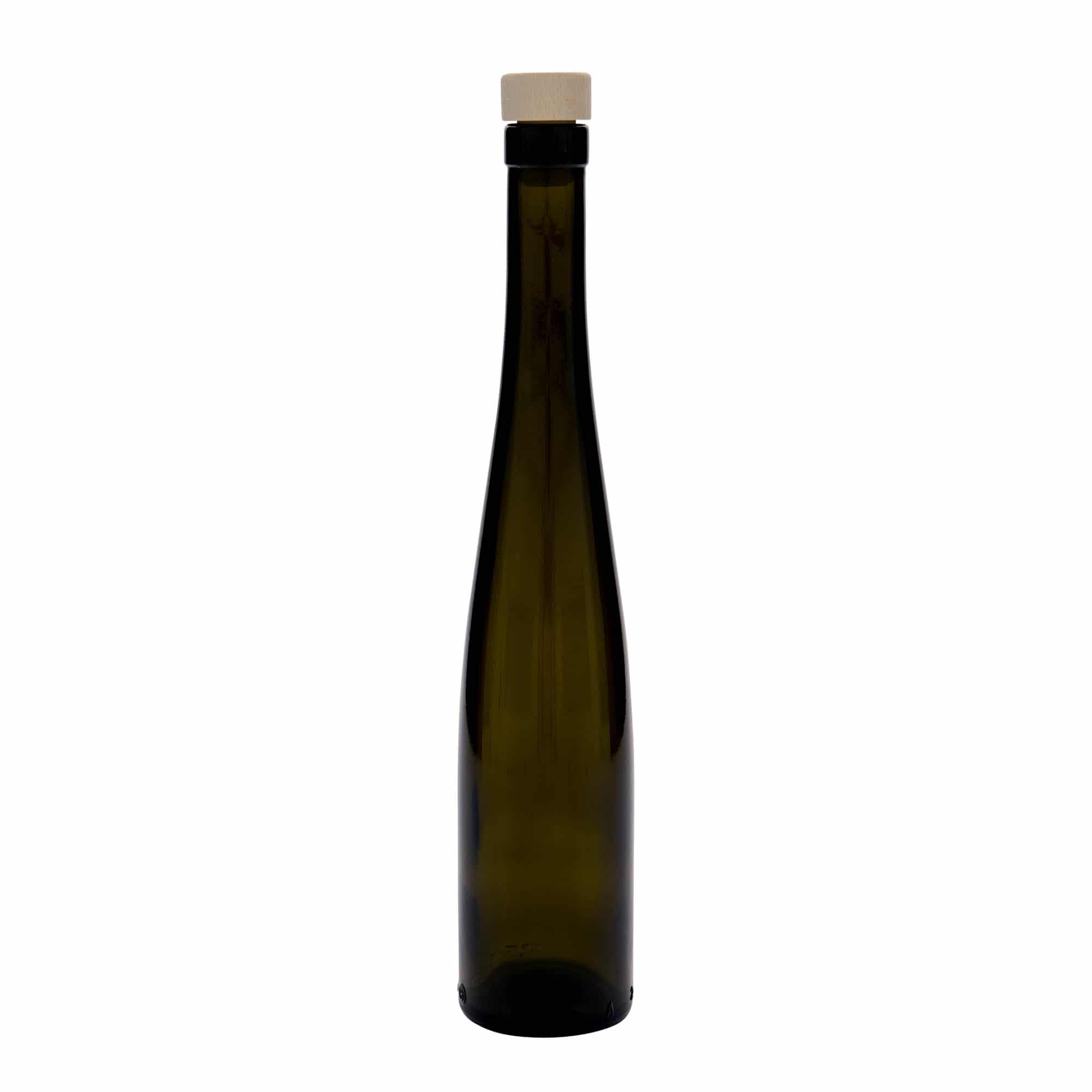Sticlă de sticlă de 375 ml „Weinschlegel”, verde antic, gura: dop de plută