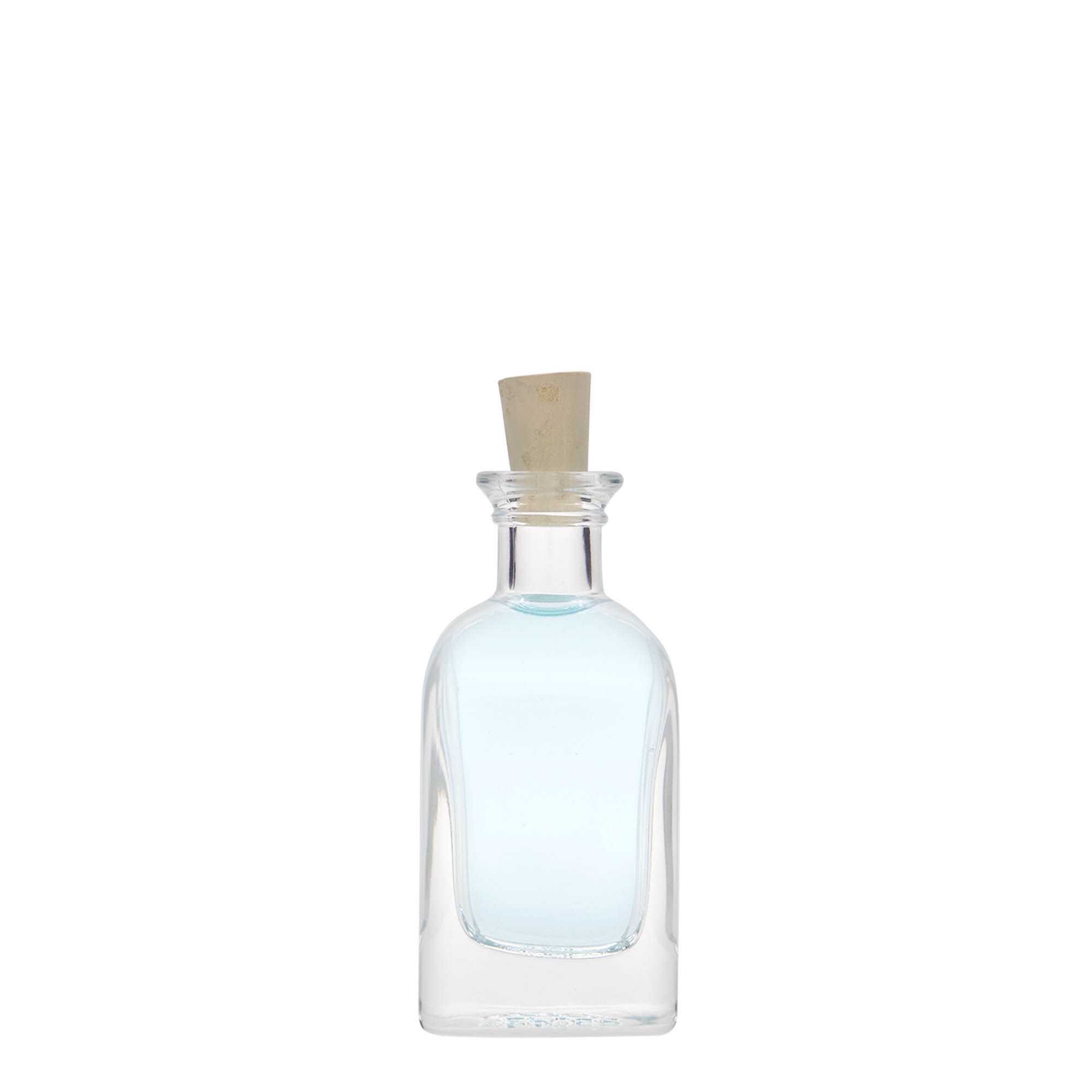 Sticlă de 40 ml, pătrată, Apotheker Carré, gât: dop de plută Sticlă de 40 ml, pătrată, Apotheker Carré, gât: dop de plută
