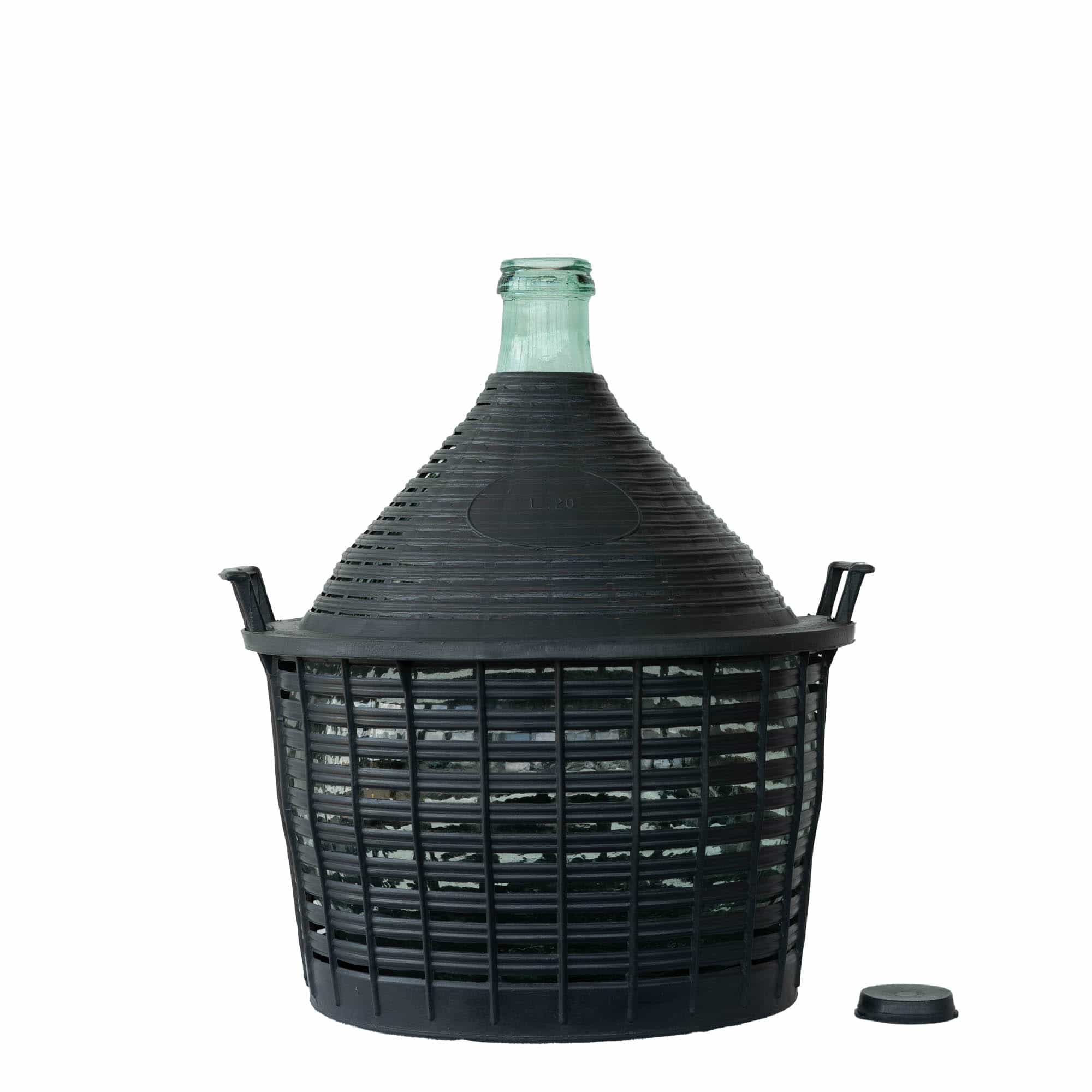 Butelie balon de 20 l, gât îngust, sticlă, gură: capac cu clapetă