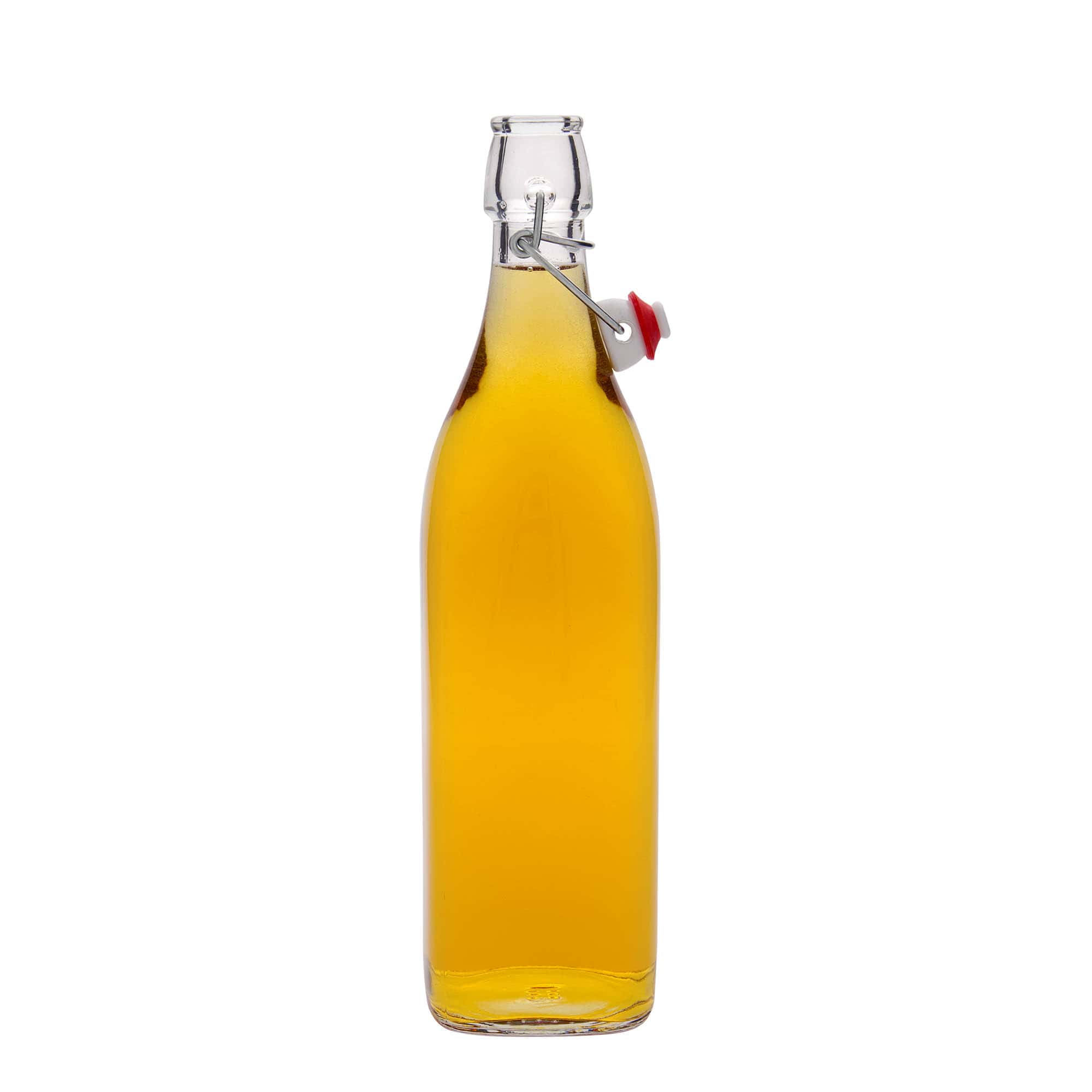 Sticlă de sticlă de 1.000 ml „Swing, pătrată, gât: închidere cu clemă” Sticlă de sticlă de 1.000 ml „Swing, pătrată, gât: închidere cu clemă”