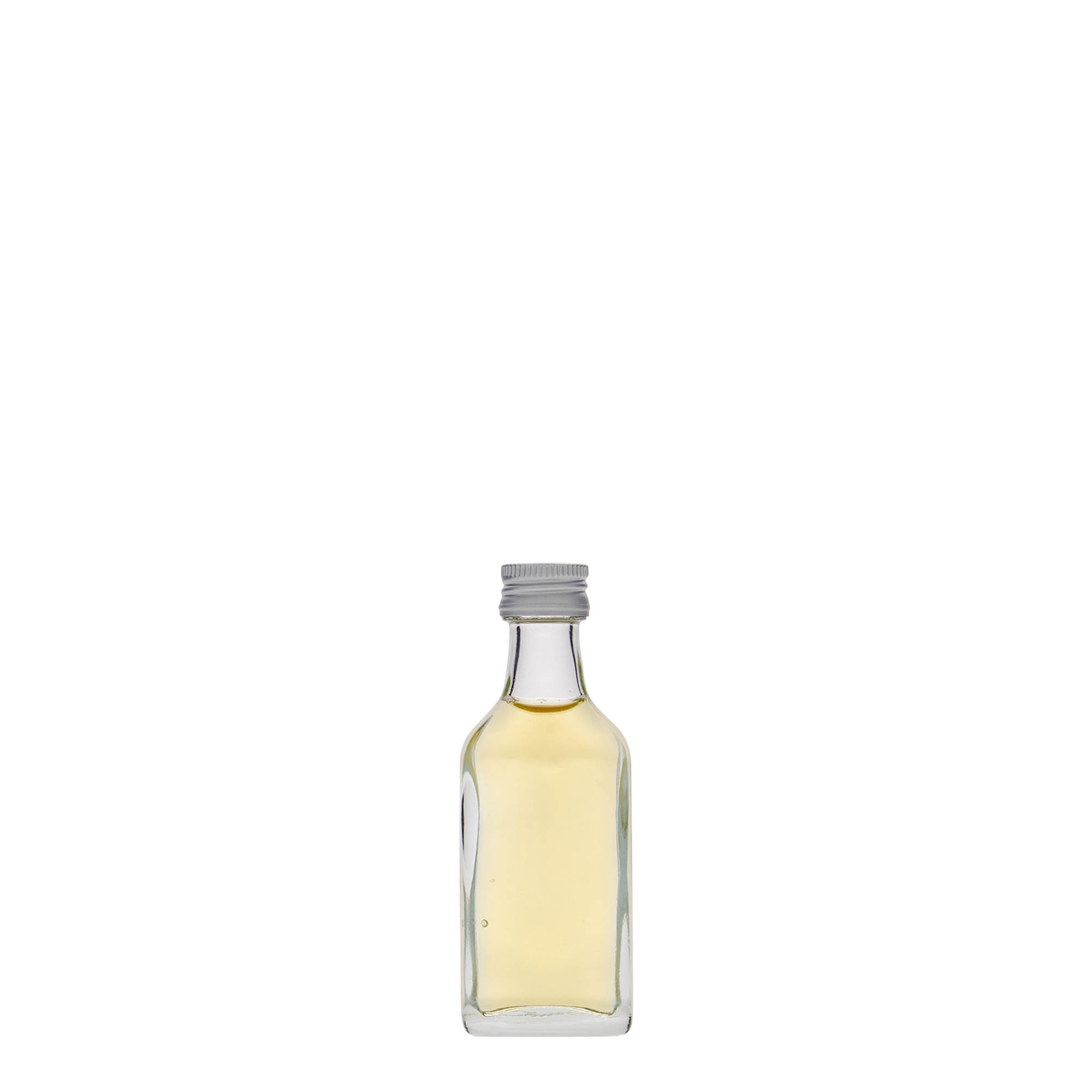 Sticluță de buzunar de 20 ml, dreptunghiulară, sticlă, gura: PP 18 Sticluță de buzunar de 20 ml, dreptunghiulară, sticlă, gura: PP 18