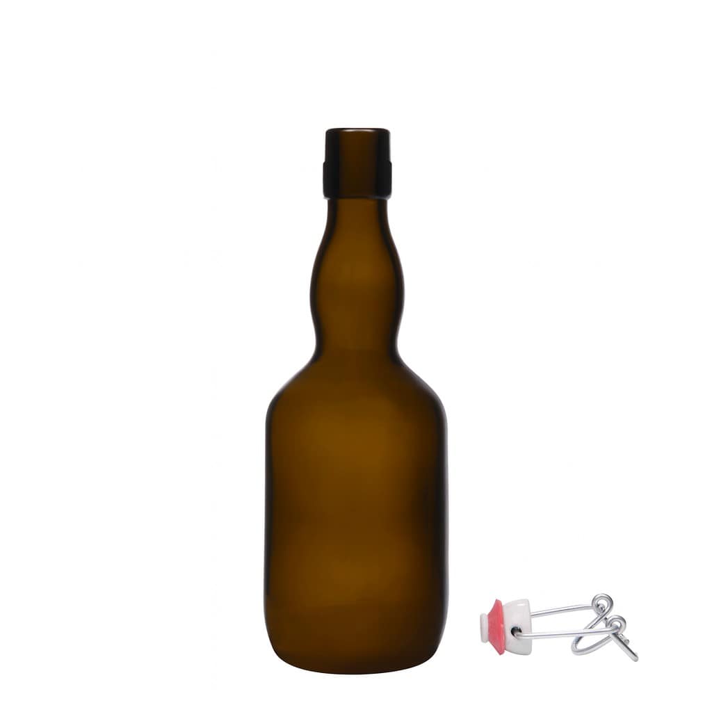 Sticlă de bere 500 ml cu gât îngust, sticlă, verde antic, gura: închidere cu clemă Sticlă de bere 500 ml cu gât îngust, sticlă, verde antic, gura: închidere cu clemă