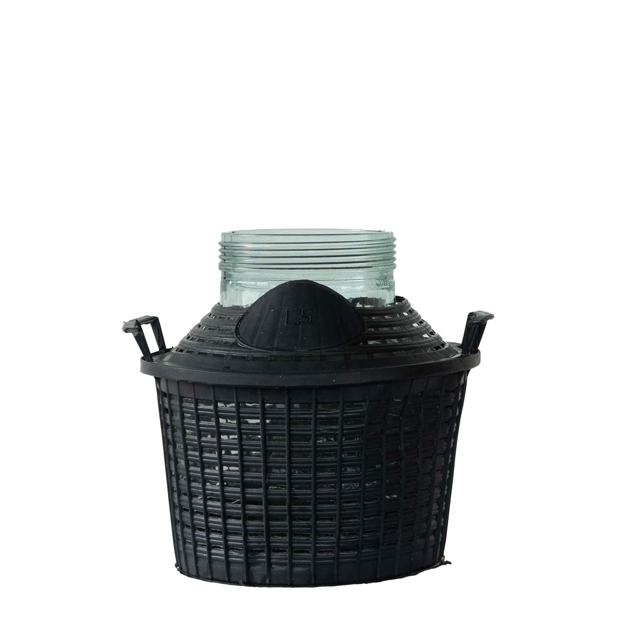 Butelie cu balon de 5 l, gât larg, sticlă, gură: capac cu filet