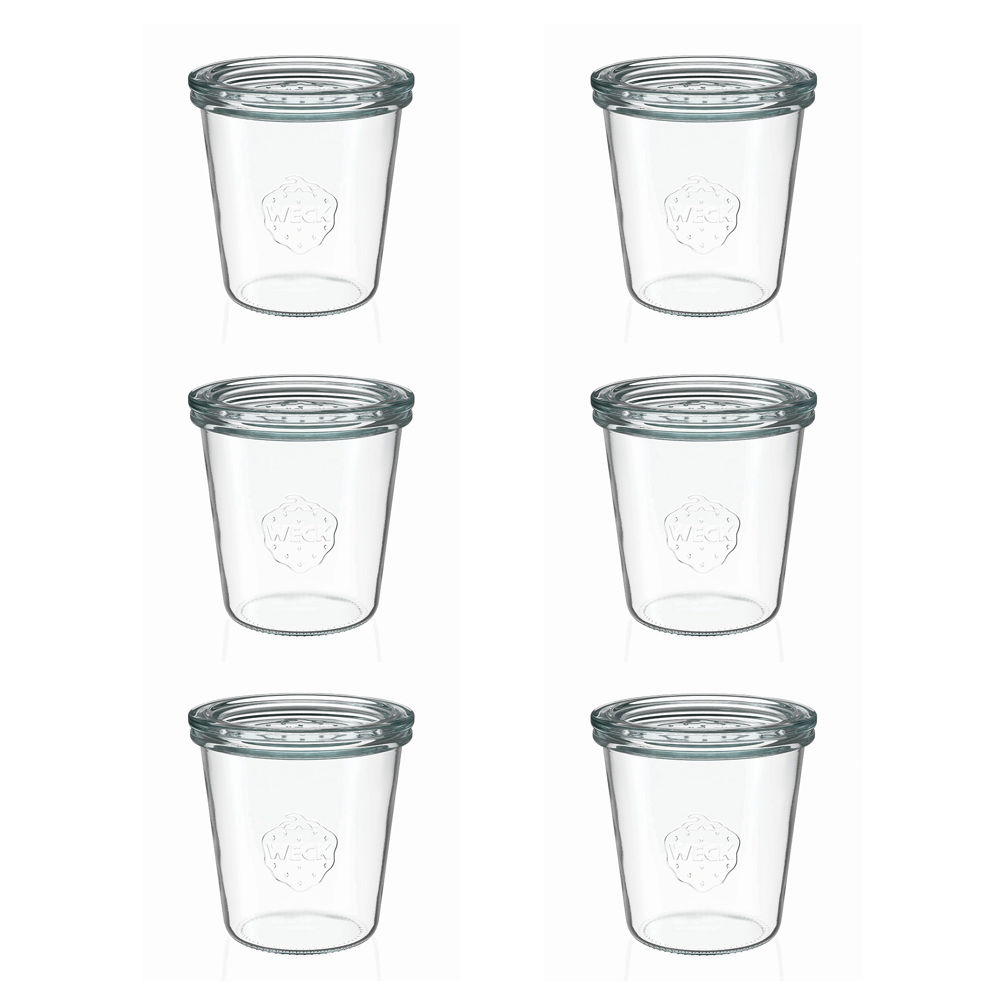 6x 290 ml borcan WECK cu gura largă înalt cu capac de sticlă RR 80
