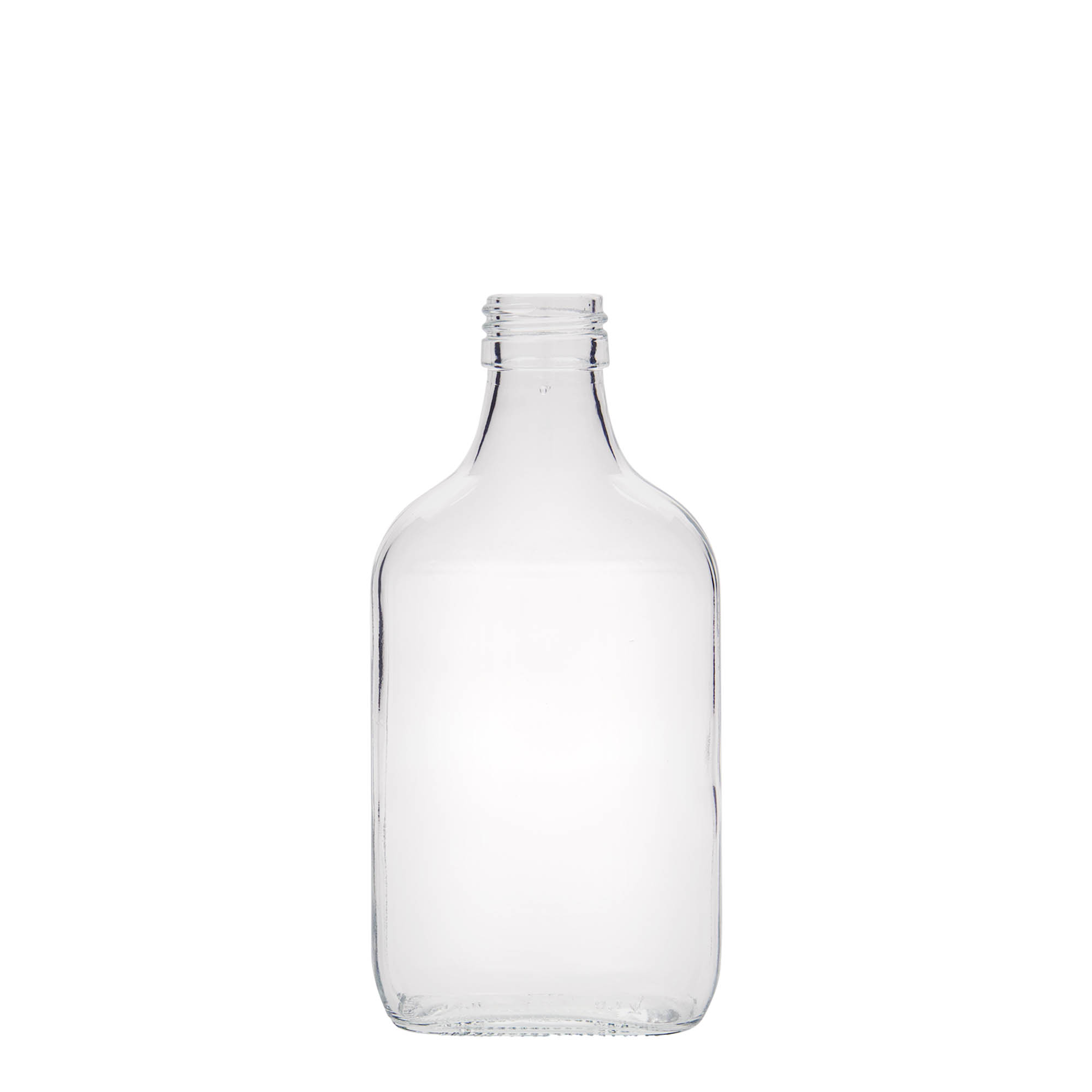 Sticlă de buzunar 200 ml, dreptunghiulară, sticlă, gura: PP 28