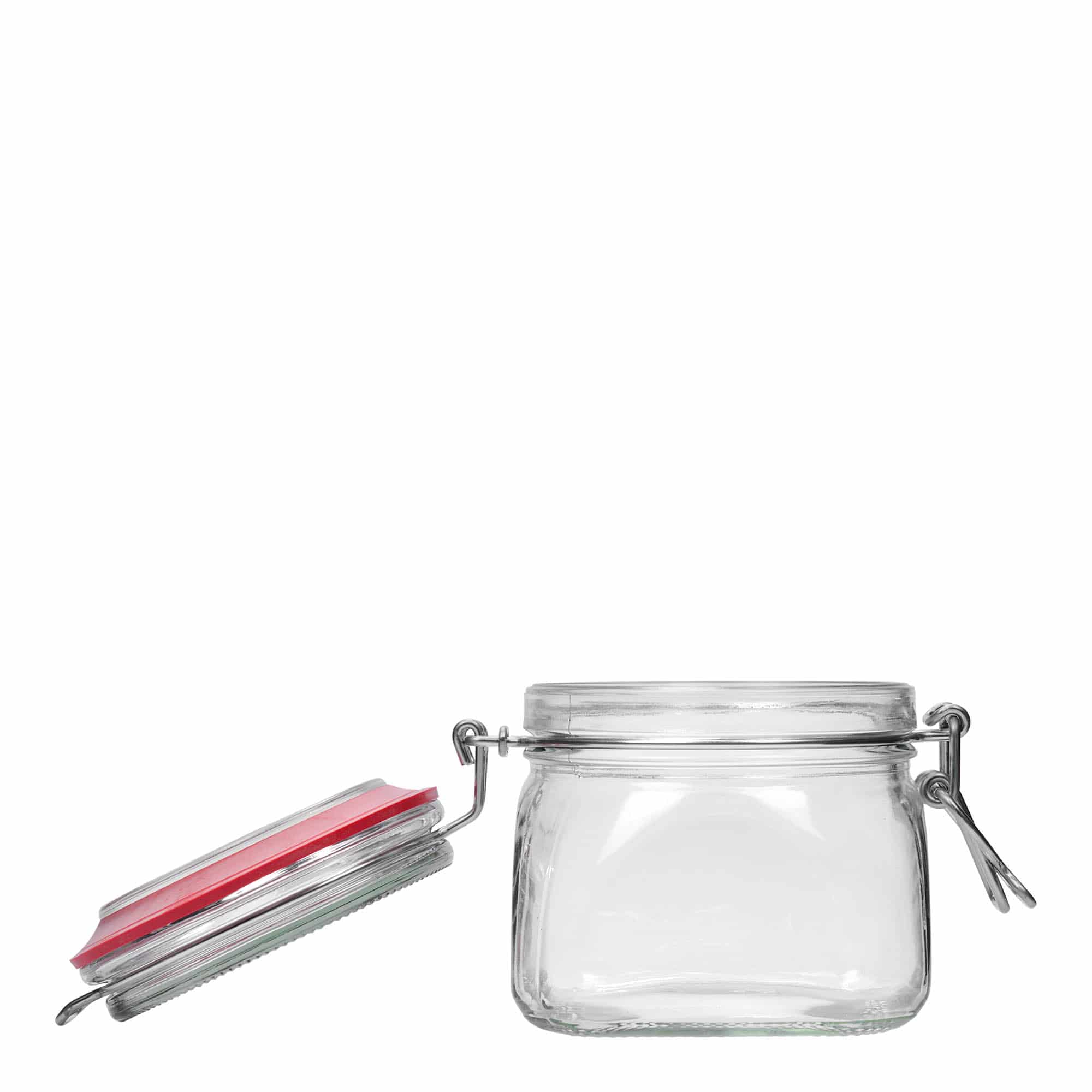 550 ml borcan pătrat cu clemă metalică, deschidere: închidere cu clemă metalică