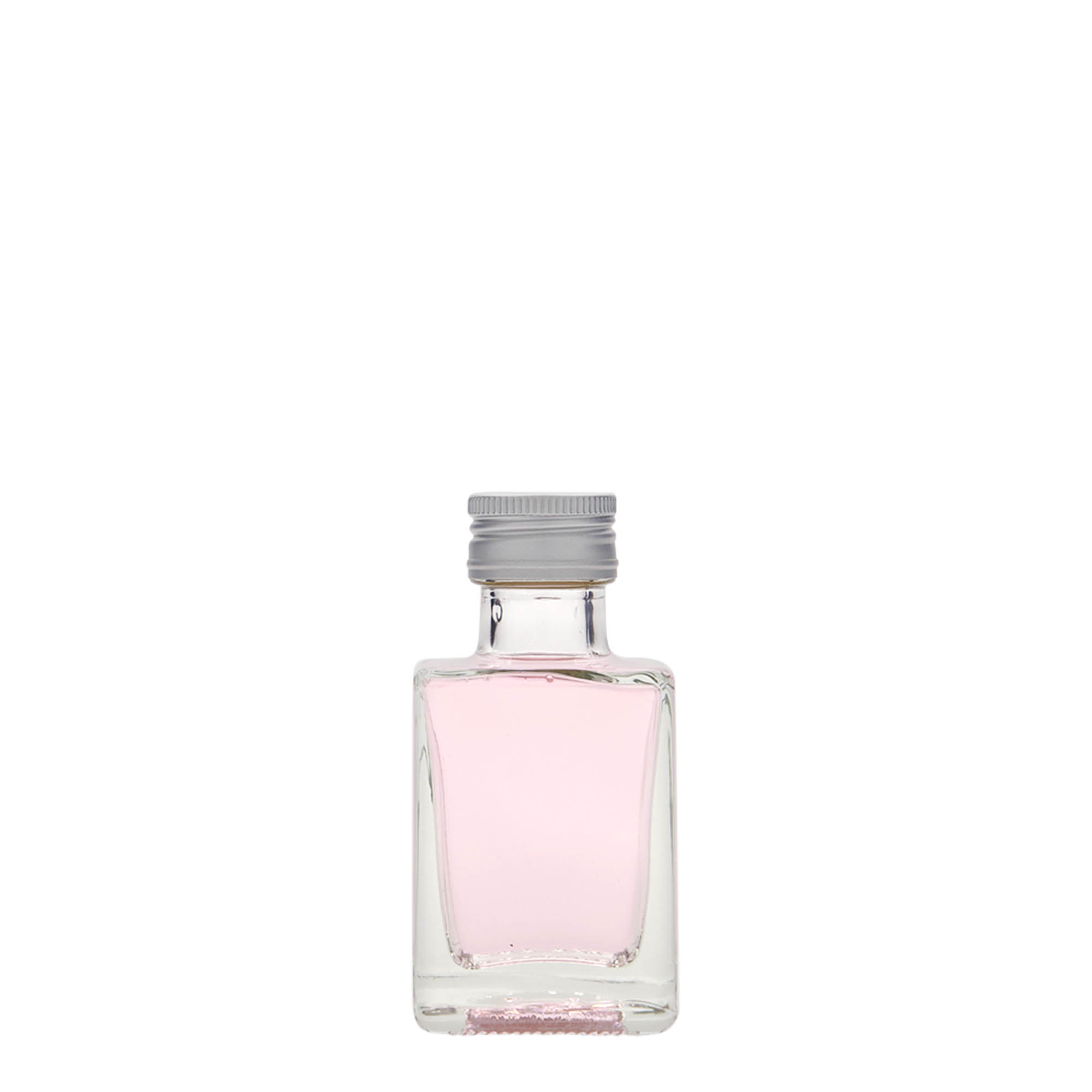 Sticlă de sticlă de 50 ml „Cube”, pătrată, gura: PP 24 Sticlă de sticlă de 50 ml „Cube”, pătrată, gura: PP 24