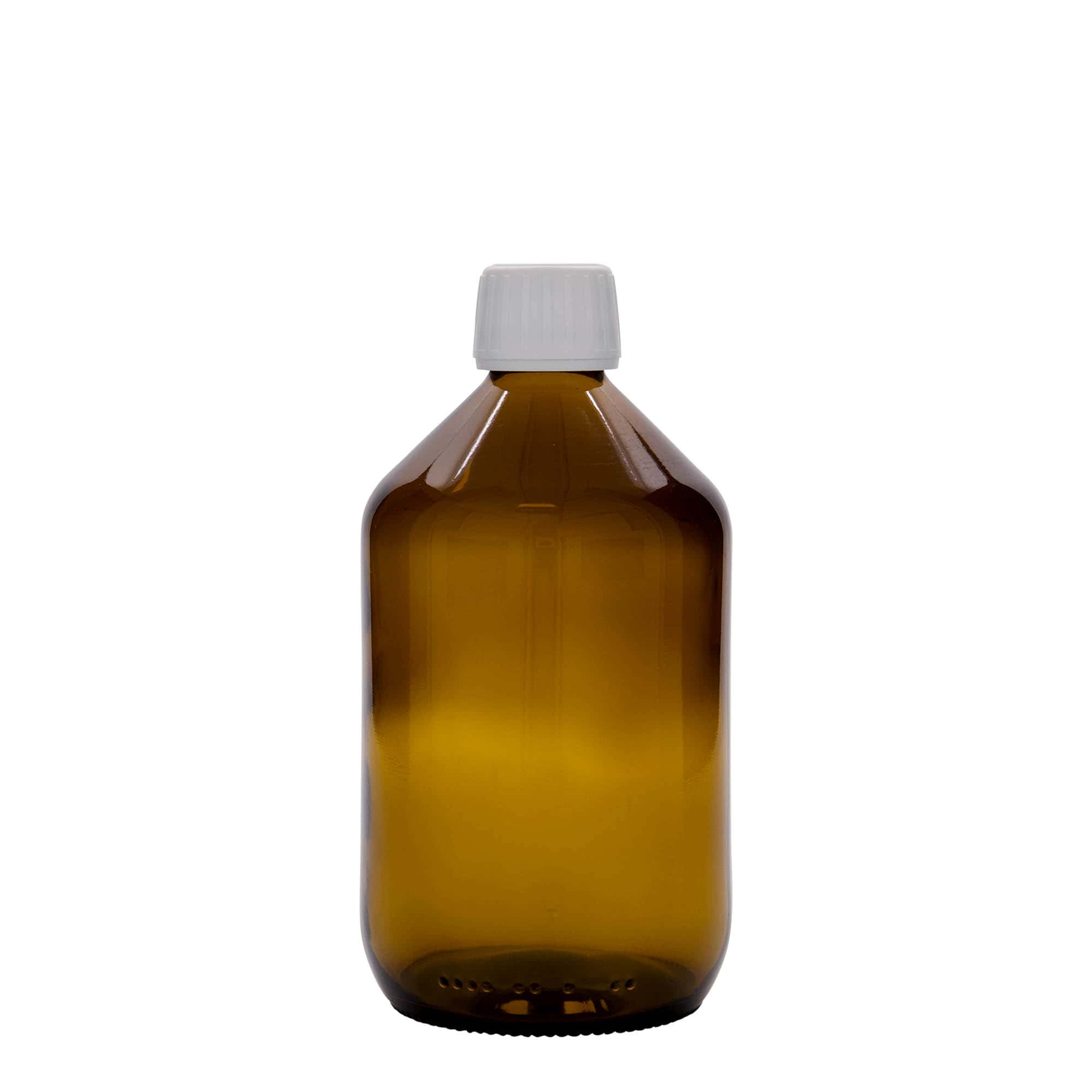 Flacon medical de 500 ml, maro, sticlă, gura: PP 28