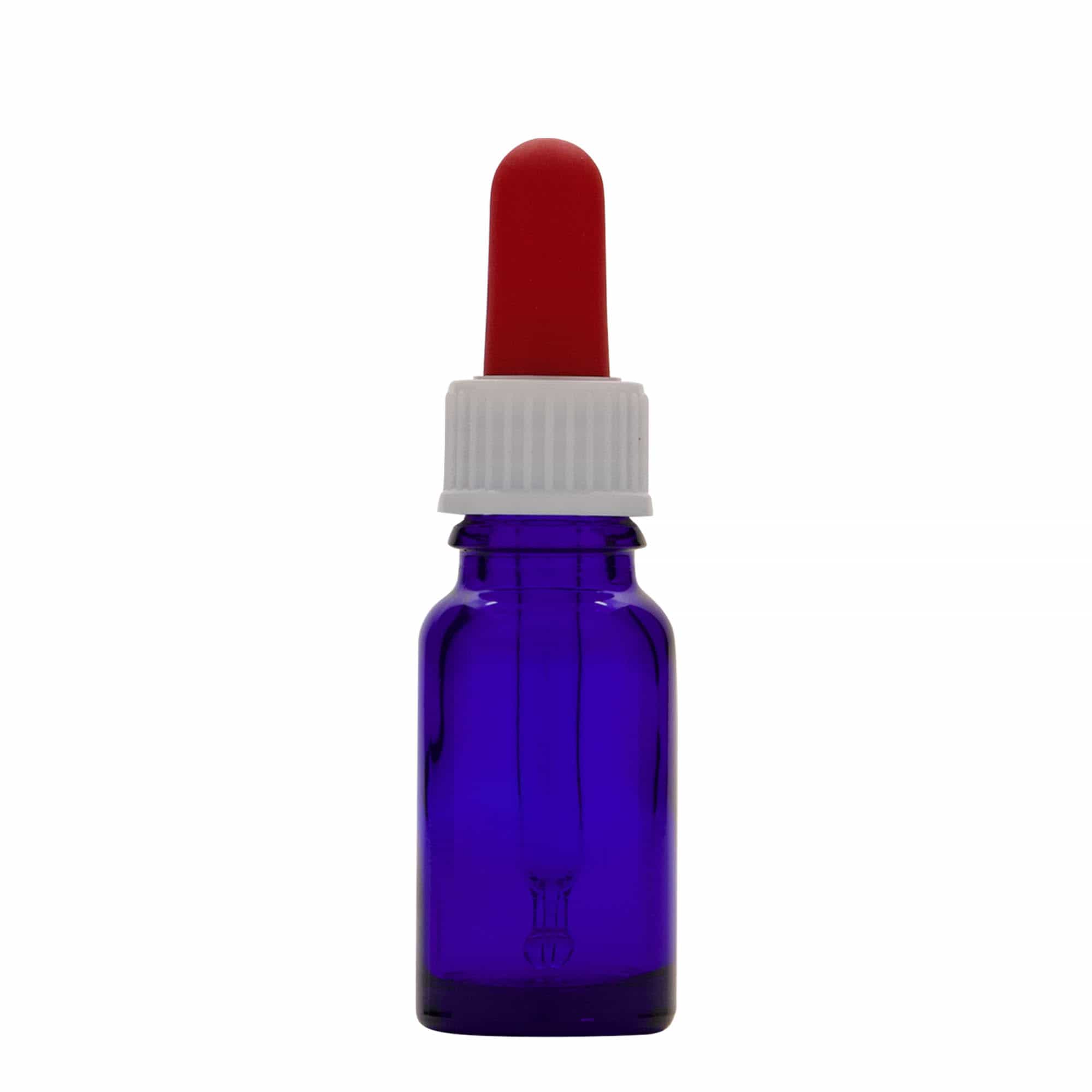 Flacon cu pipetă 10 ml Medicină, sticlă, albastru regal-roșu, gura: DIN 18