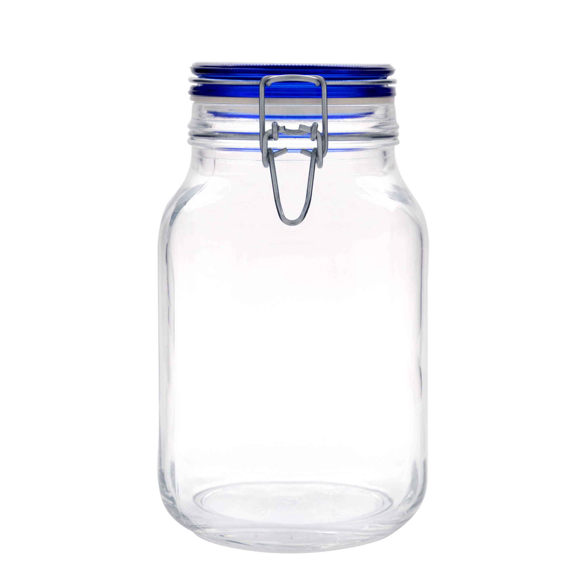 2.000 ml borcan cu clemă metalică „Fido” capac albastru, pătrat, gura: închidere cu clemă metalică 2.000 ml borcan cu clemă metalică „Fido” capac albastru, pătrat, gura: închidere cu clemă metalică