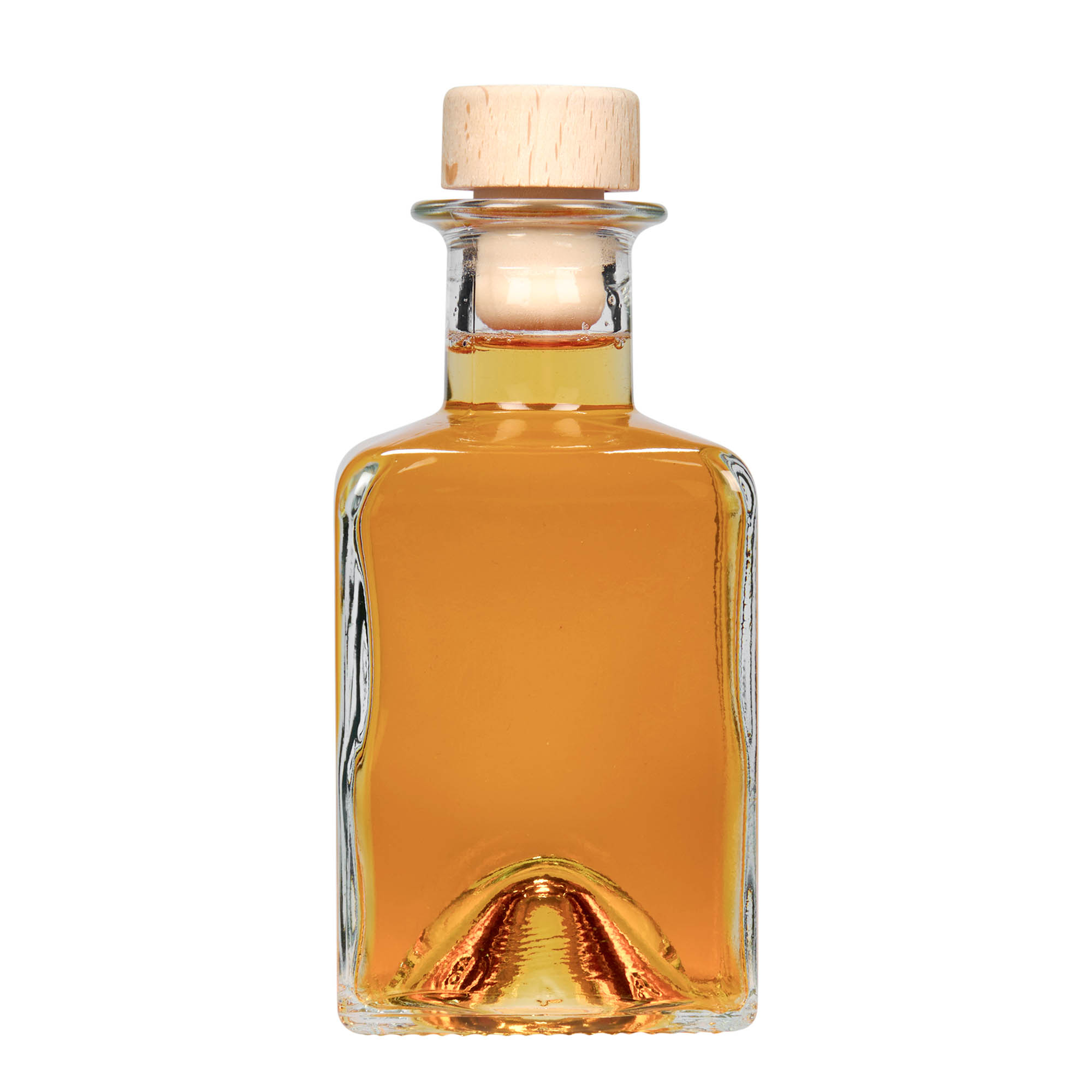 Sticlă de sticlă de 200 ml 'Kubica', pătrată, gura: dop