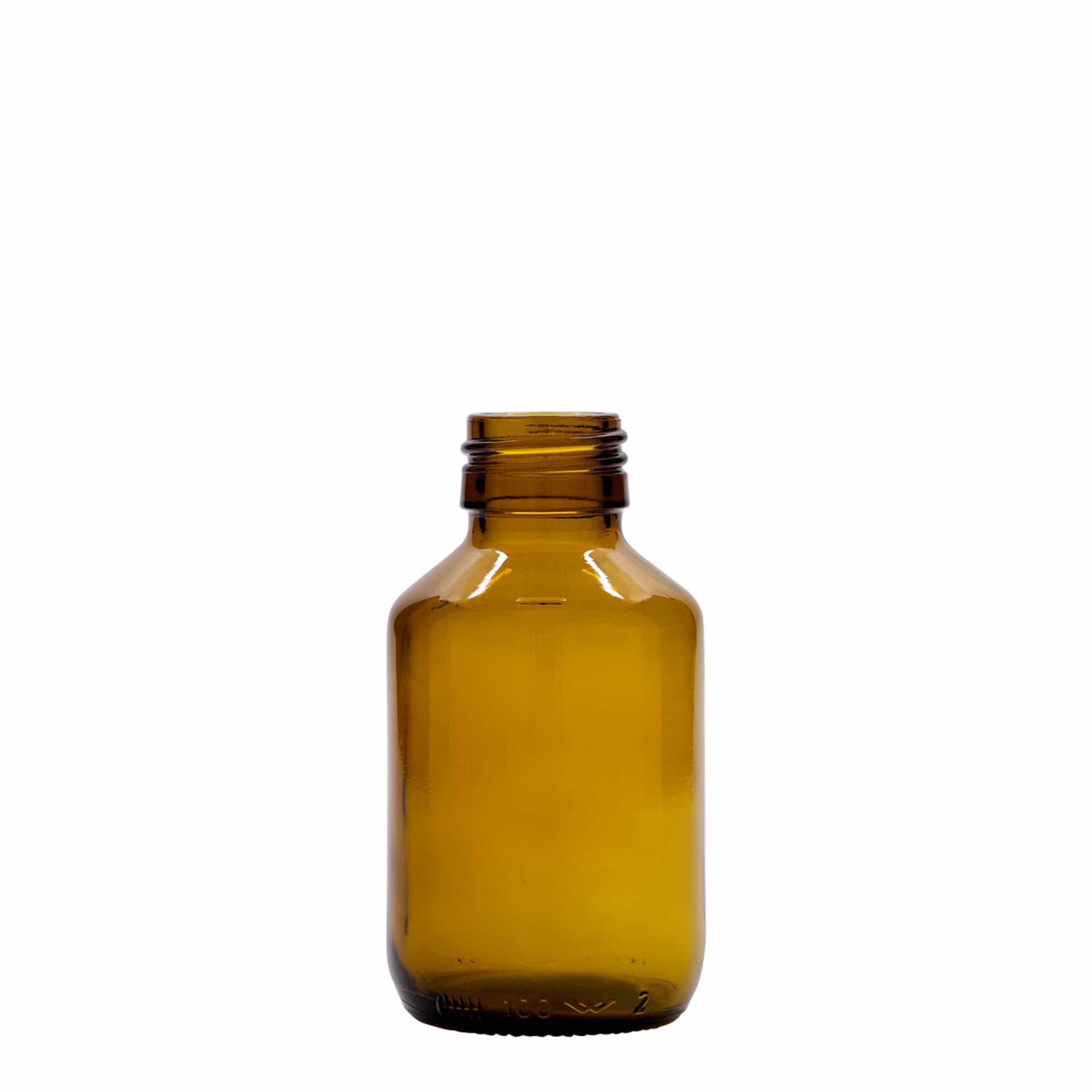 Flacon medical de 100 ml, maro, sticlă, gura: PP 28