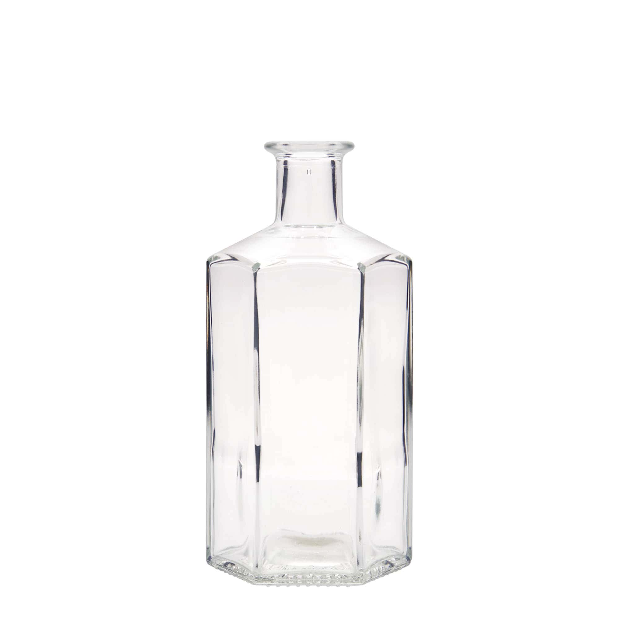Sticlă de sticlă de 500 ml farmacist 'Jimmy', hexagonală, gura: dop de plută