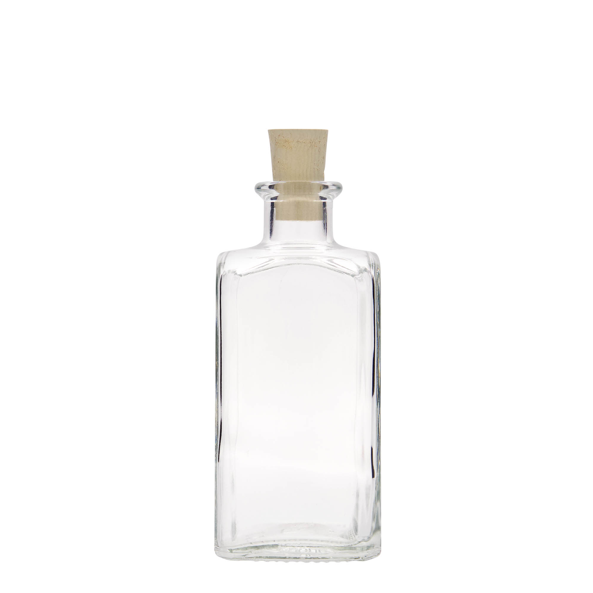 Sticlă de sticlă de 250 ml Apotheker Carré, pătrată, gât: plută