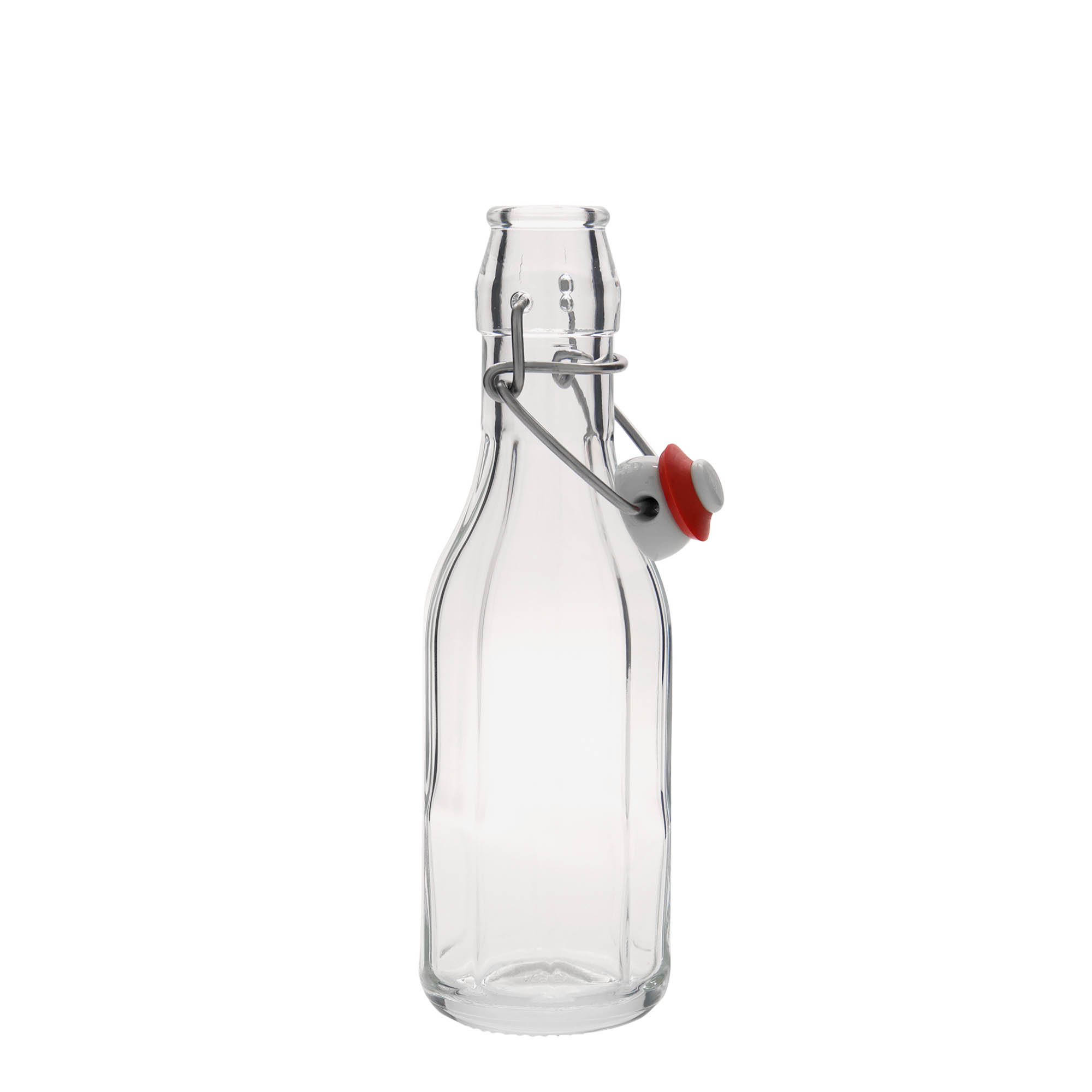 Sticlă de sticlă de 250 ml „Bravo”, cu zece colțuri, gura: închidere cu clemă Sticlă de sticlă de 250 ml „Bravo”, cu zece colțuri, gura: închidere cu clemă