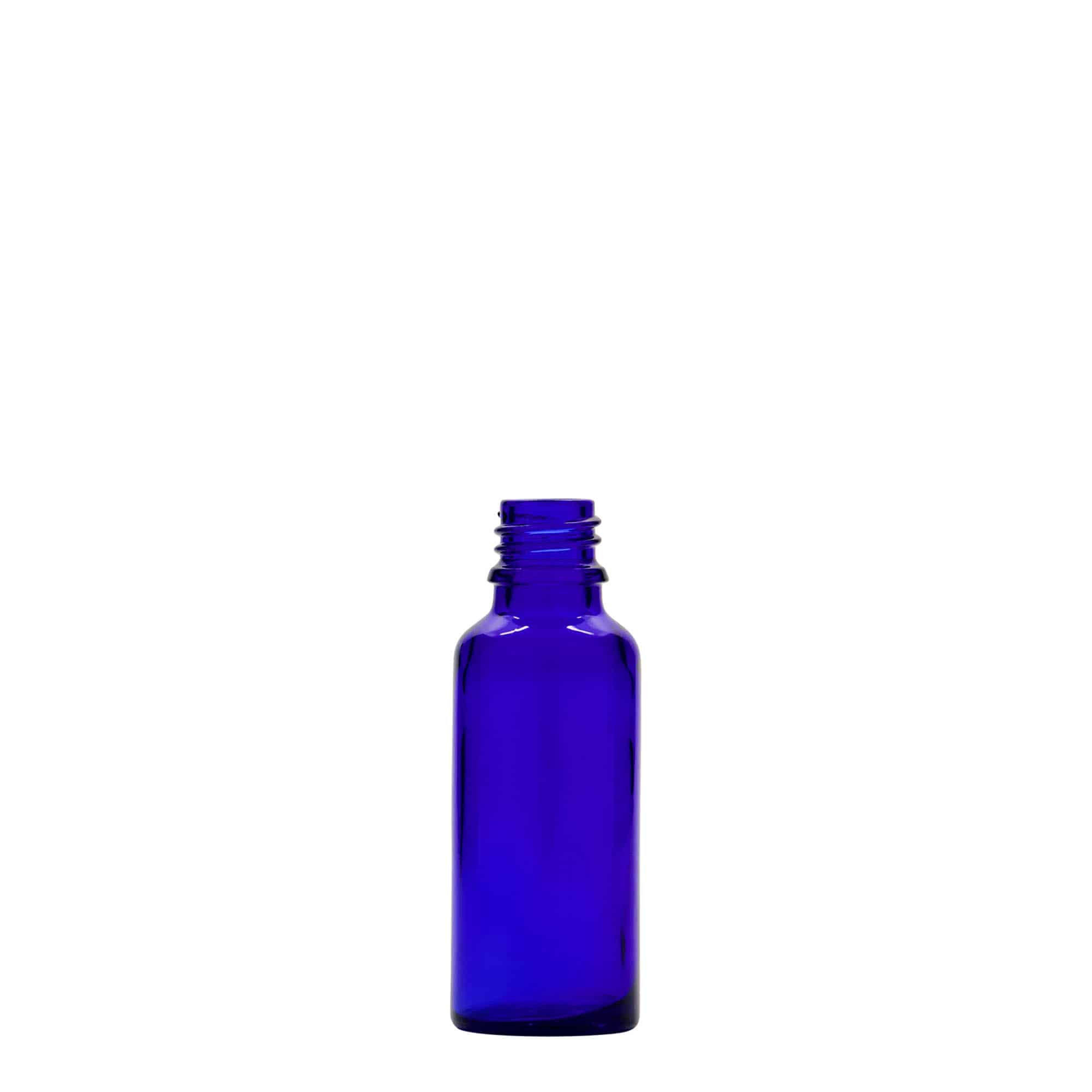 30 ml sticlă medicală, sticlă, albastru regal, gura: DIN 18