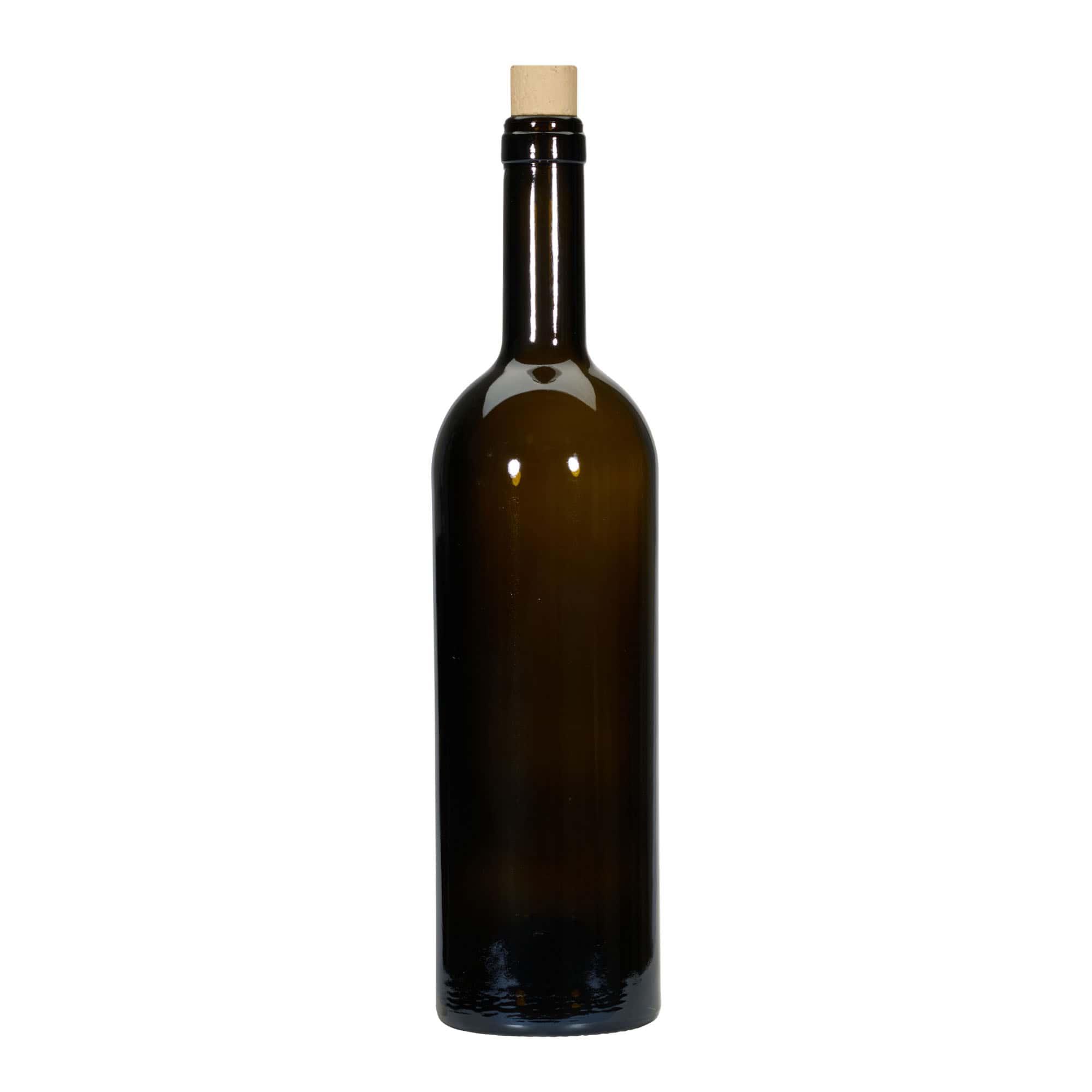 Sticlă de vin 750 ml „Golia”, verde antic, gât: dop