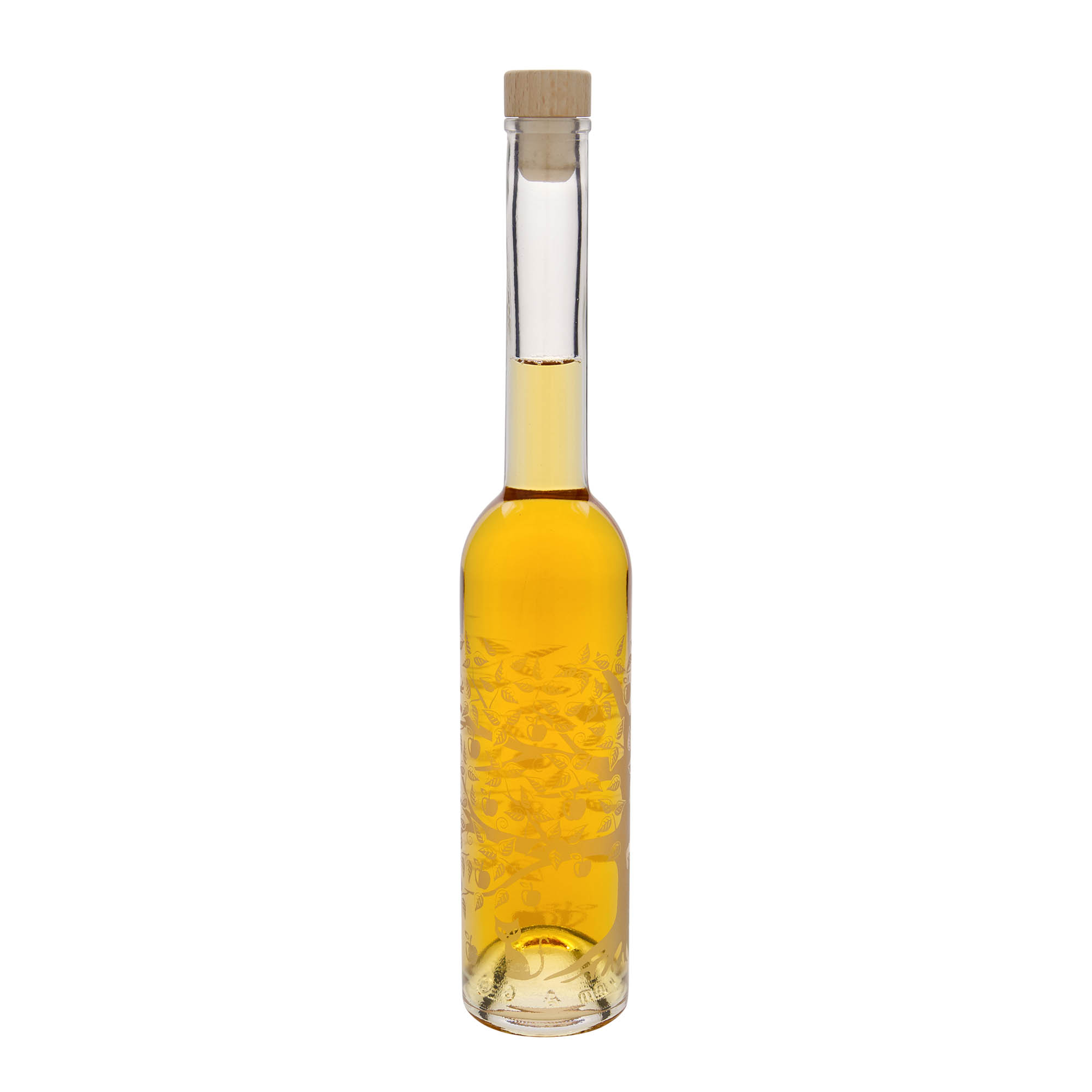 Sticlă de sticlă de 350 ml „Opera”, motiv: măr, deschidere: dop de plută