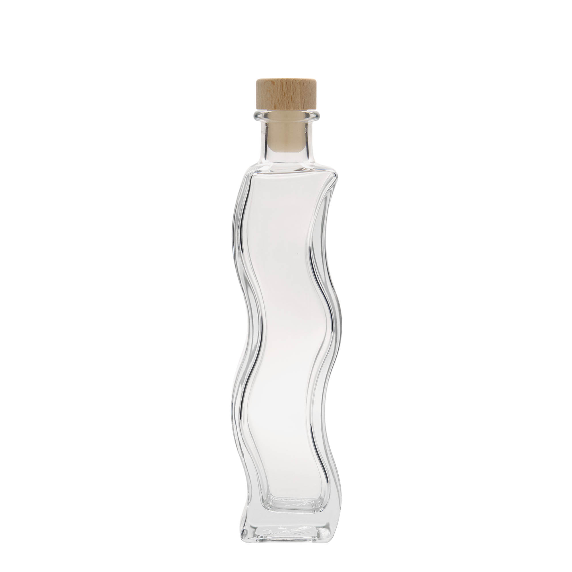 Sticlă de sticlă de 200 ml „Val”, pătrată, gura: dop de plută