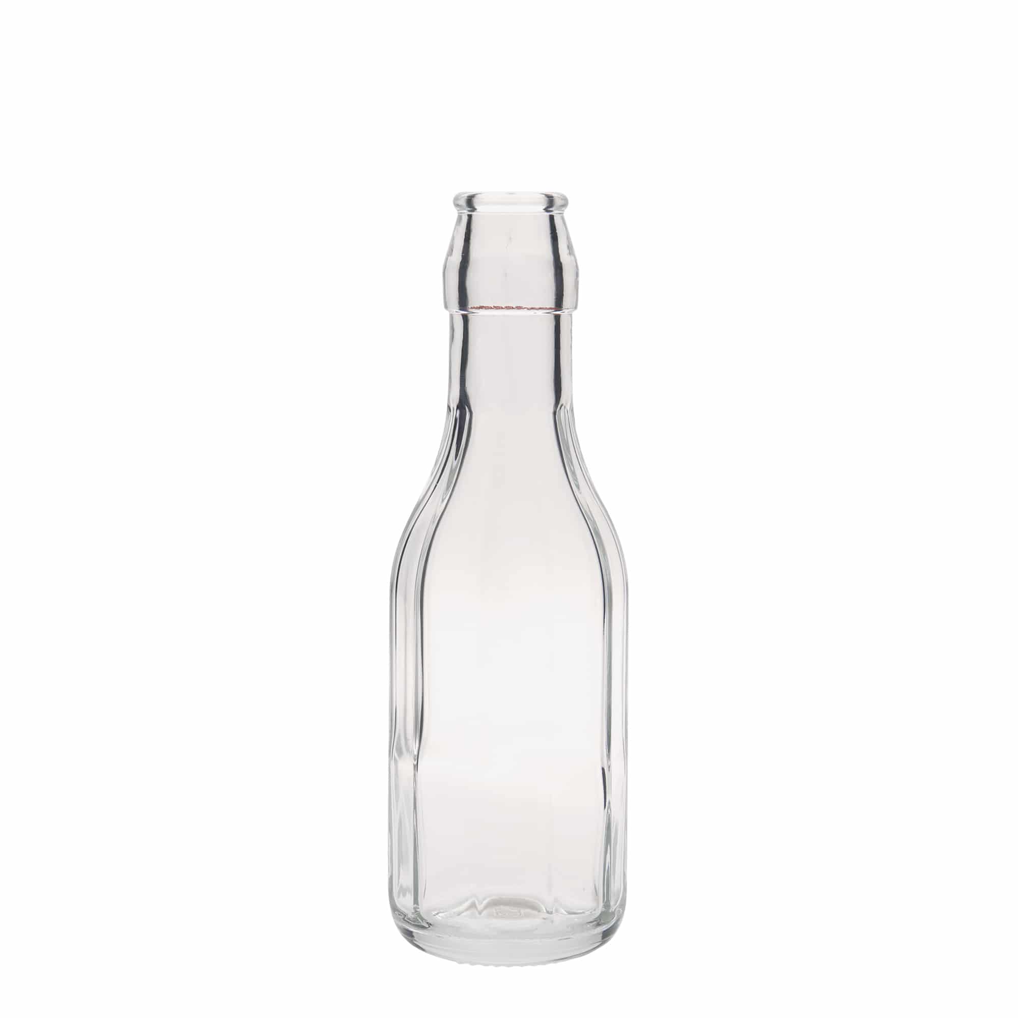 Sticlă de sticlă de 250 ml „Bravo”, cu zece colțuri, gura: închidere cu clemă
