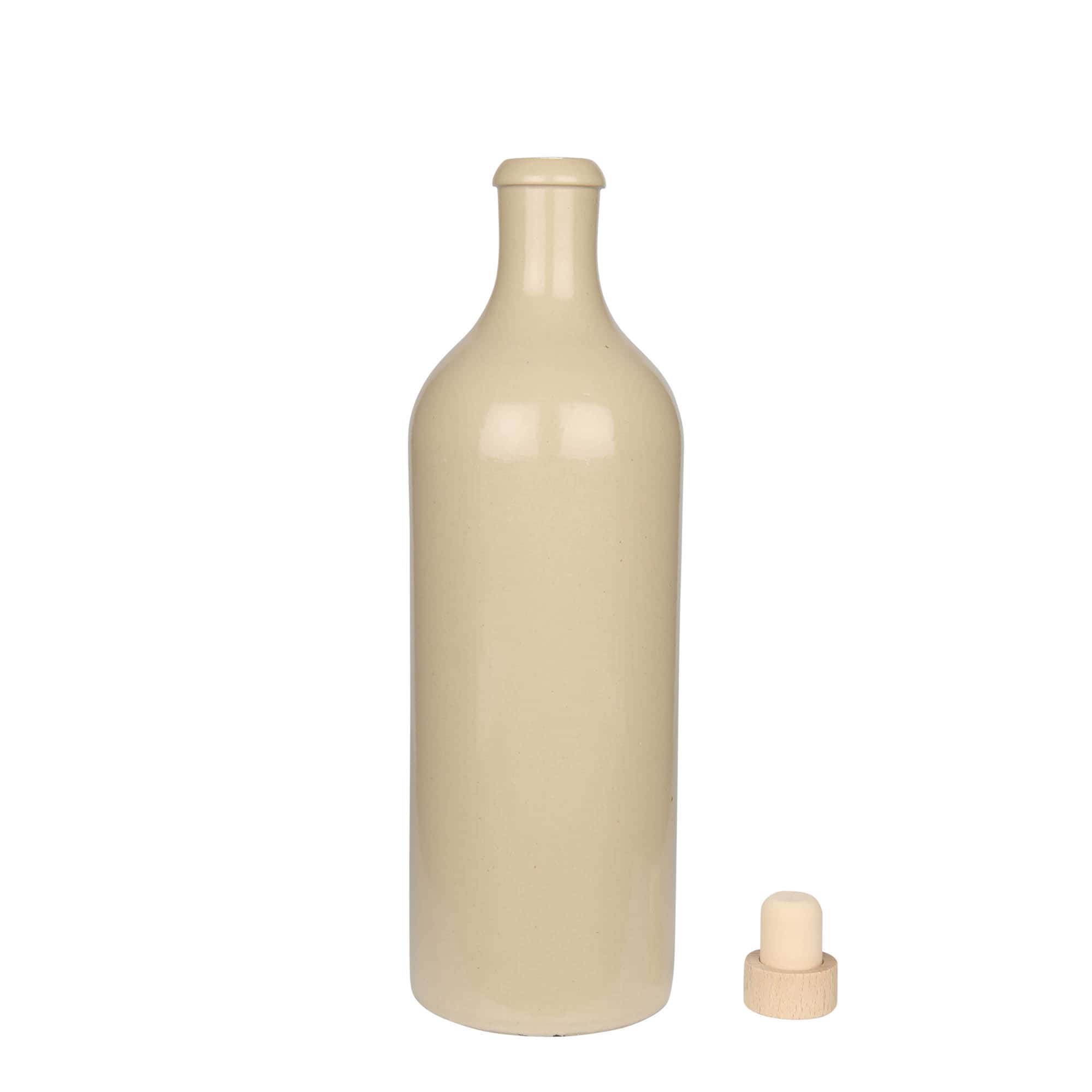 750 ml ulcior de lut, ceramică, bej, gură: dop de plută