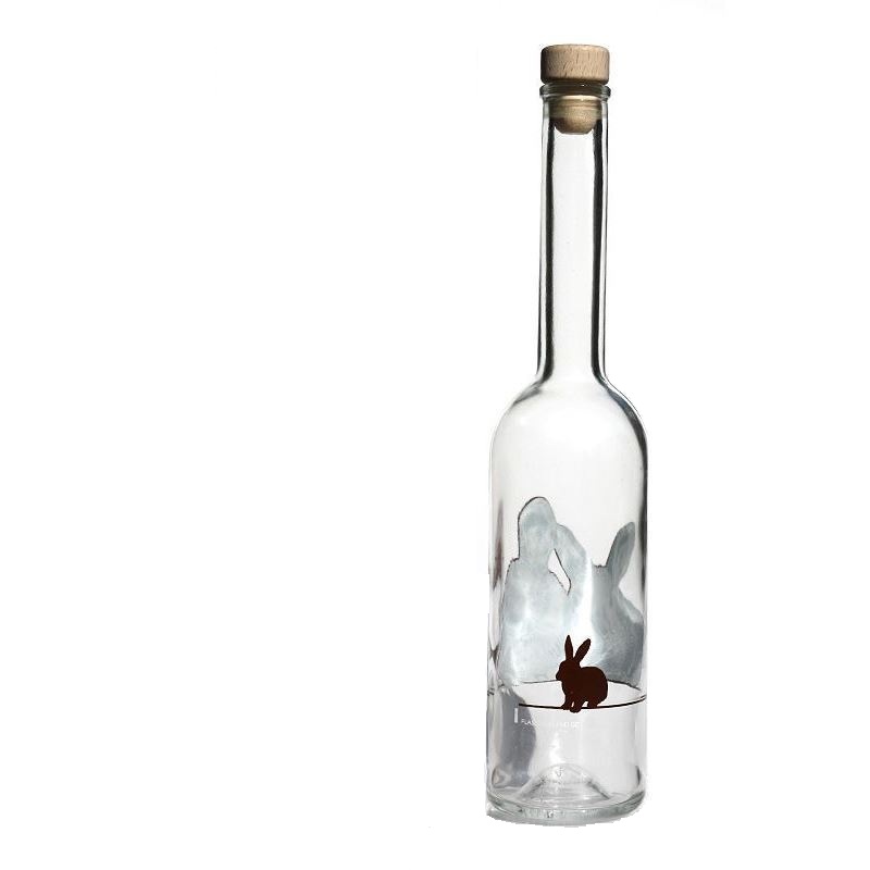 Sticlă de sticlă de 500 ml „Opera”, motiv: iepure, gât: dop Sticlă de sticlă de 500 ml „Opera”, motiv: iepure, gât: dop