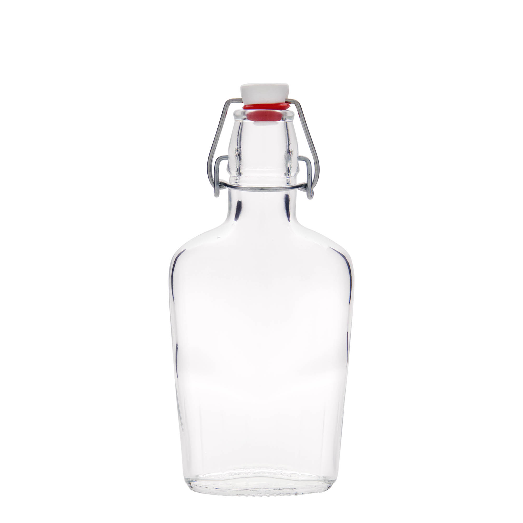 Sticlă de sticlă de 250 ml „Fiaschetta”, ovală, gât: închidere cu clemă Sticlă de sticlă de 250 ml „Fiaschetta”, ovală, gât: închidere cu clemă