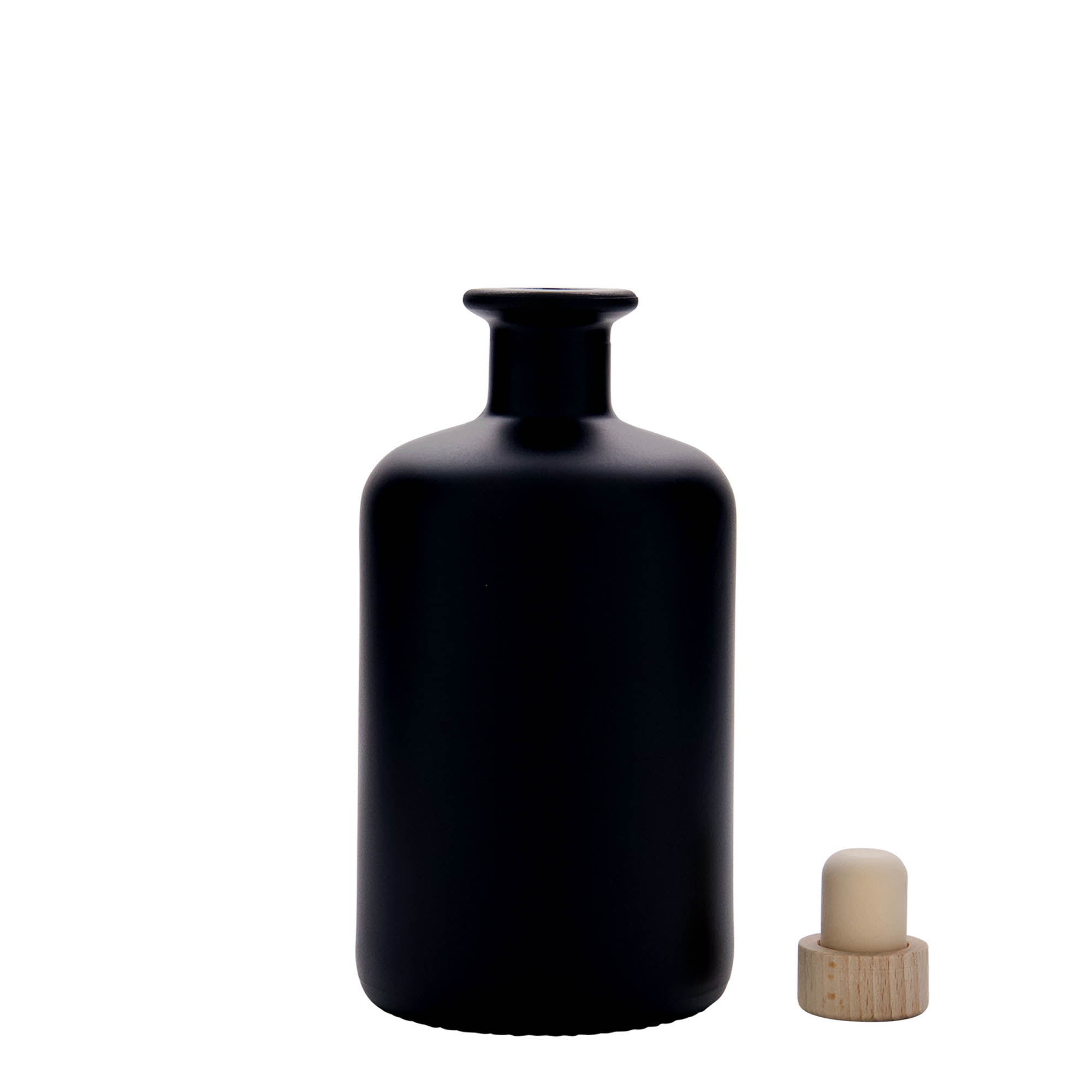 Sticlă de 500 ml pentru farmacist, neagră, gura: dop de plută Sticlă de 500 ml pentru farmacist, neagră, gura: dop de plută