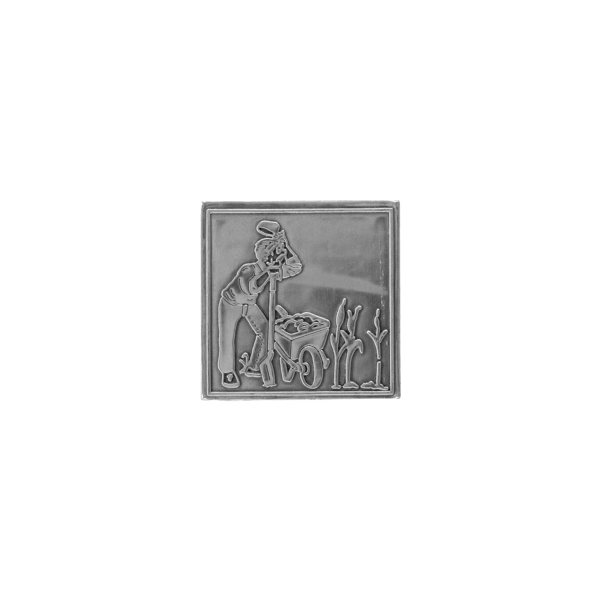 Etichetă de cositor „Grădinar”, pătrată, metal, argintiu