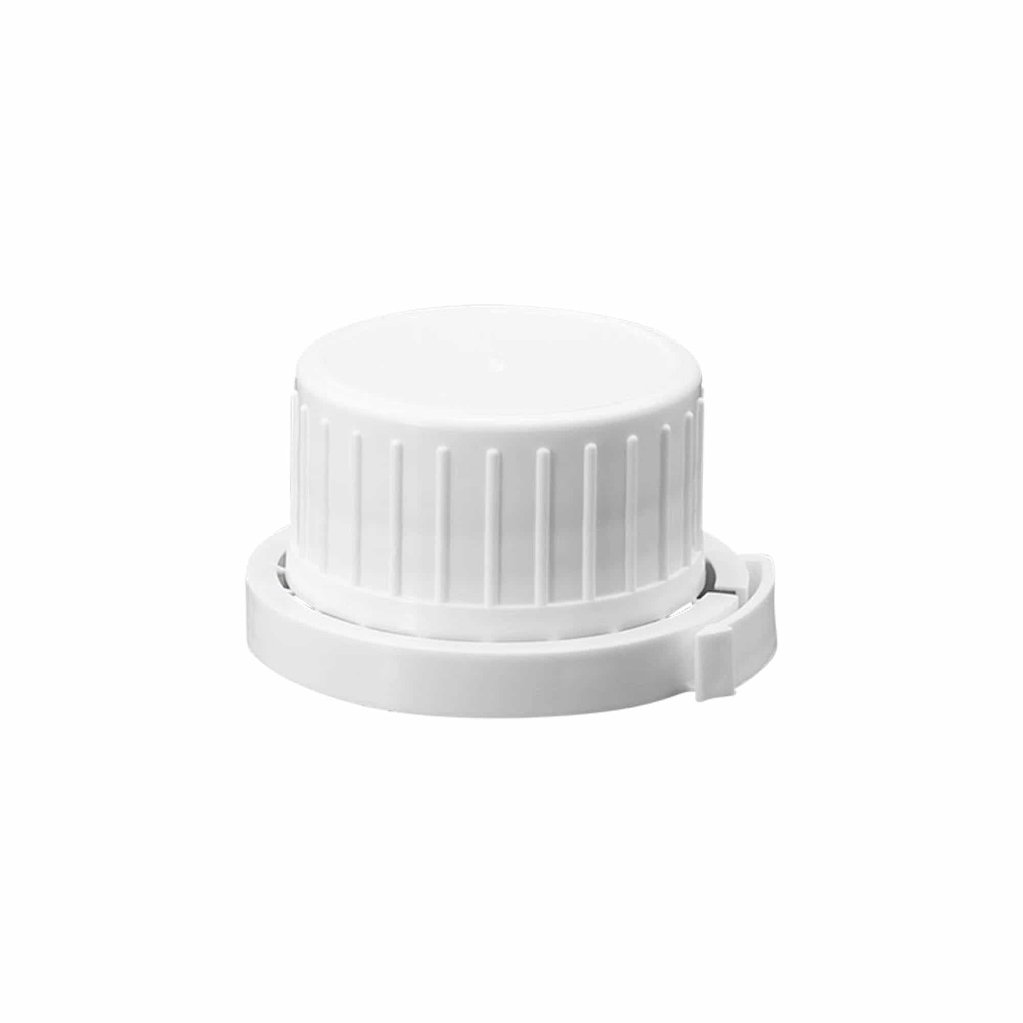 Capac cu filet pentru sticlă de aluminiu, plastic PP, alb, pentru gura sticlei: DIN 32