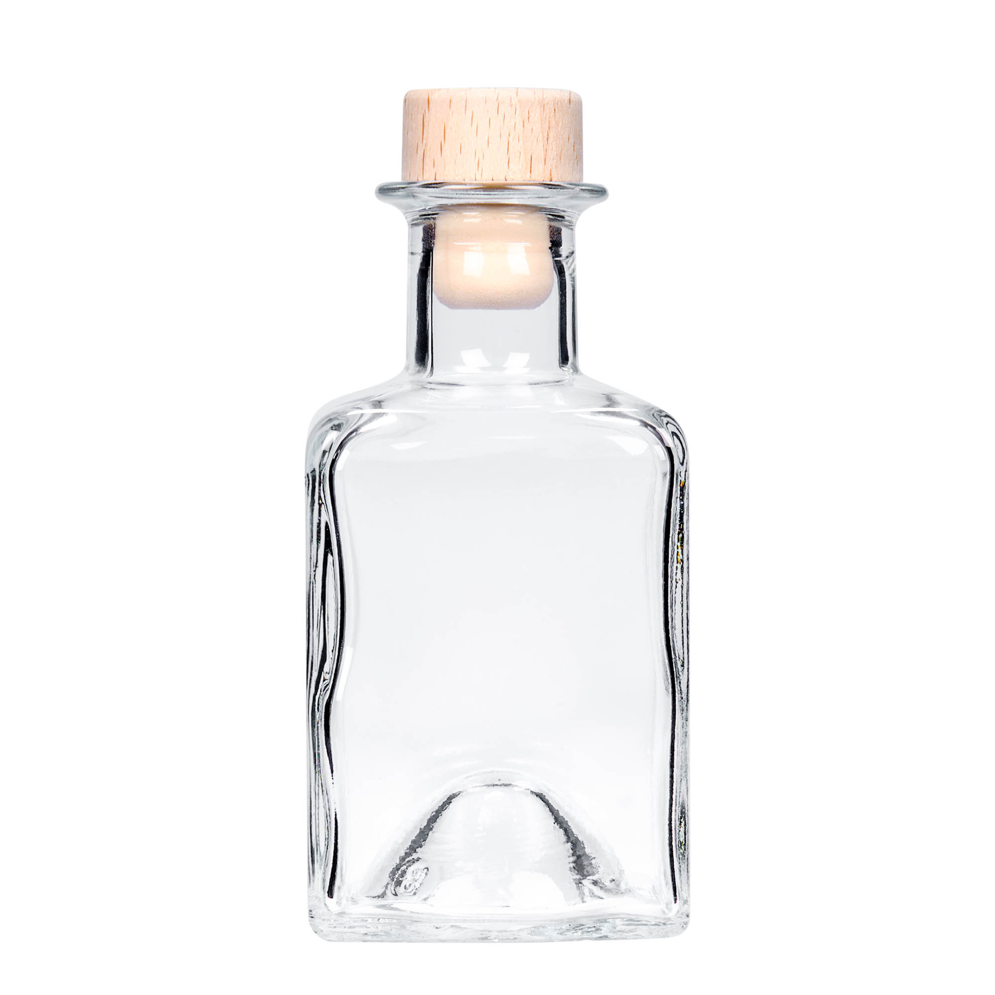 Sticlă de sticlă de 200 ml 'Kubica', pătrată, gura: dop
