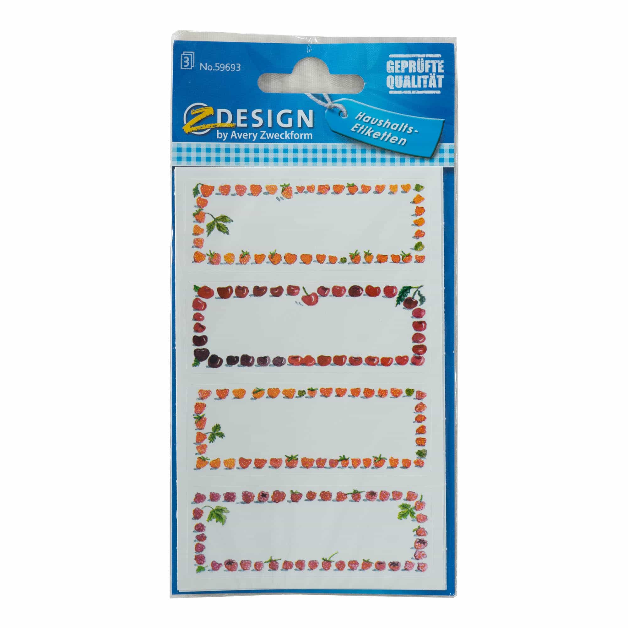 Zweckform etichete „Cadru fructe”, dreptunghiulare, hârtie, multicolor