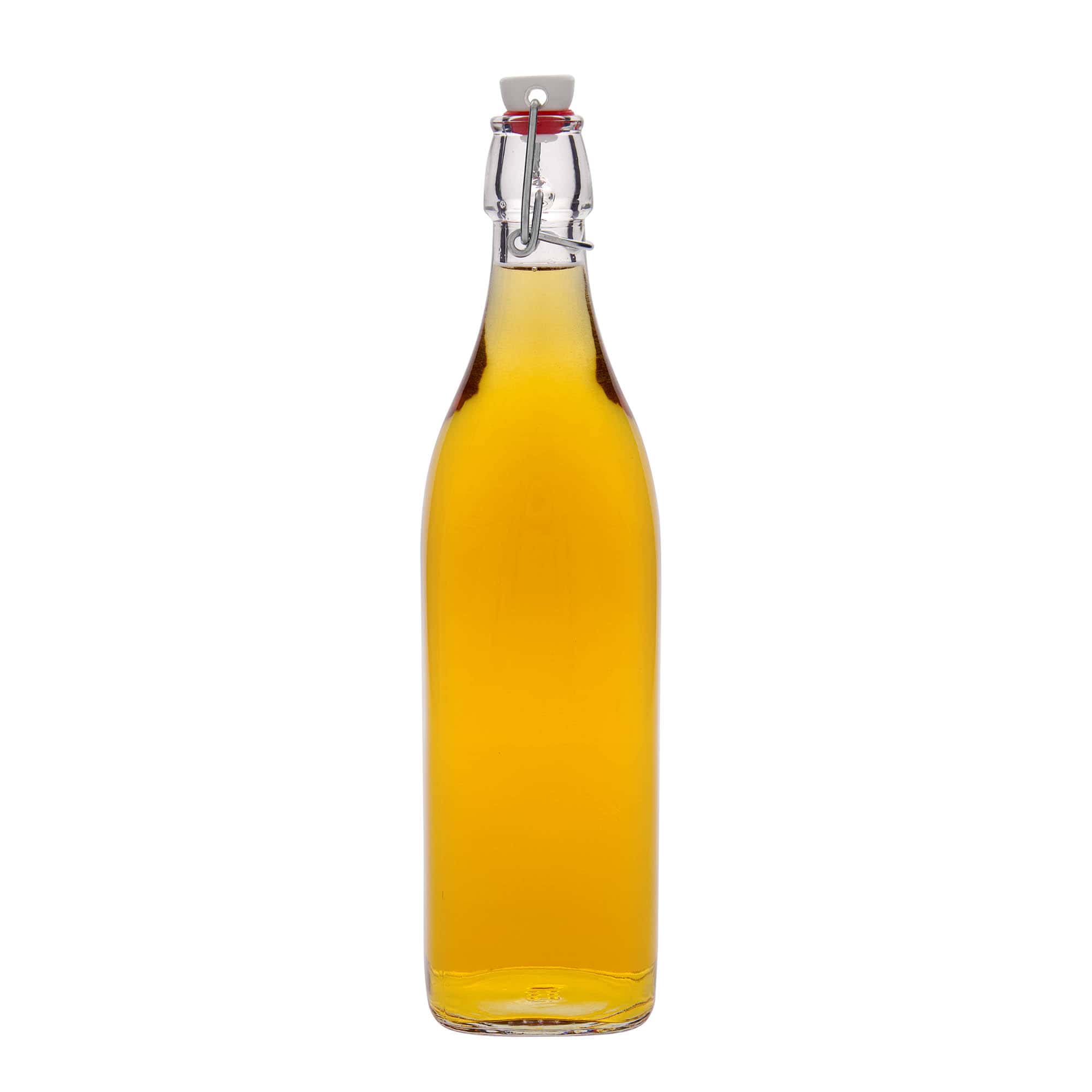 Sticlă de sticlă de 1.000 ml „Swing, pătrată, gât: închidere cu clemă”
