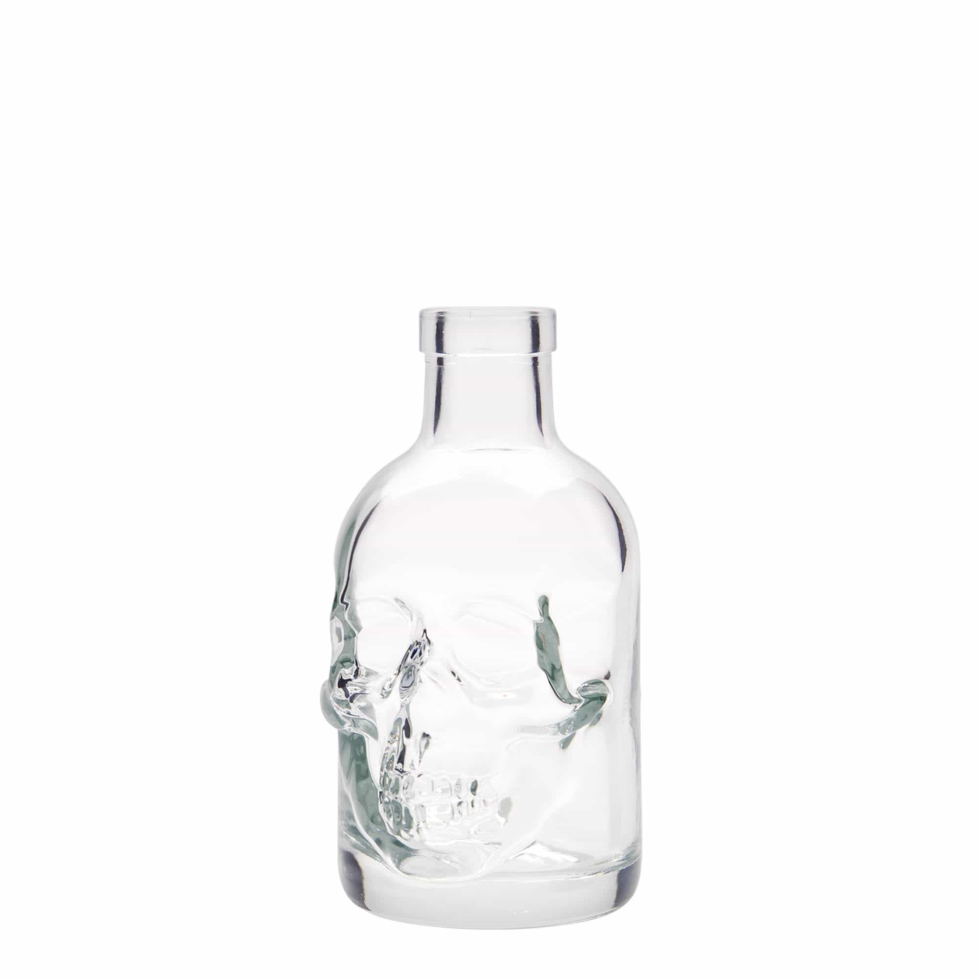 Sticlă de sticlă de 200 ml „Cap de mort”, gura: dop de plută Sticlă de sticlă de 200 ml „Cap de mort”, gura: dop de plută