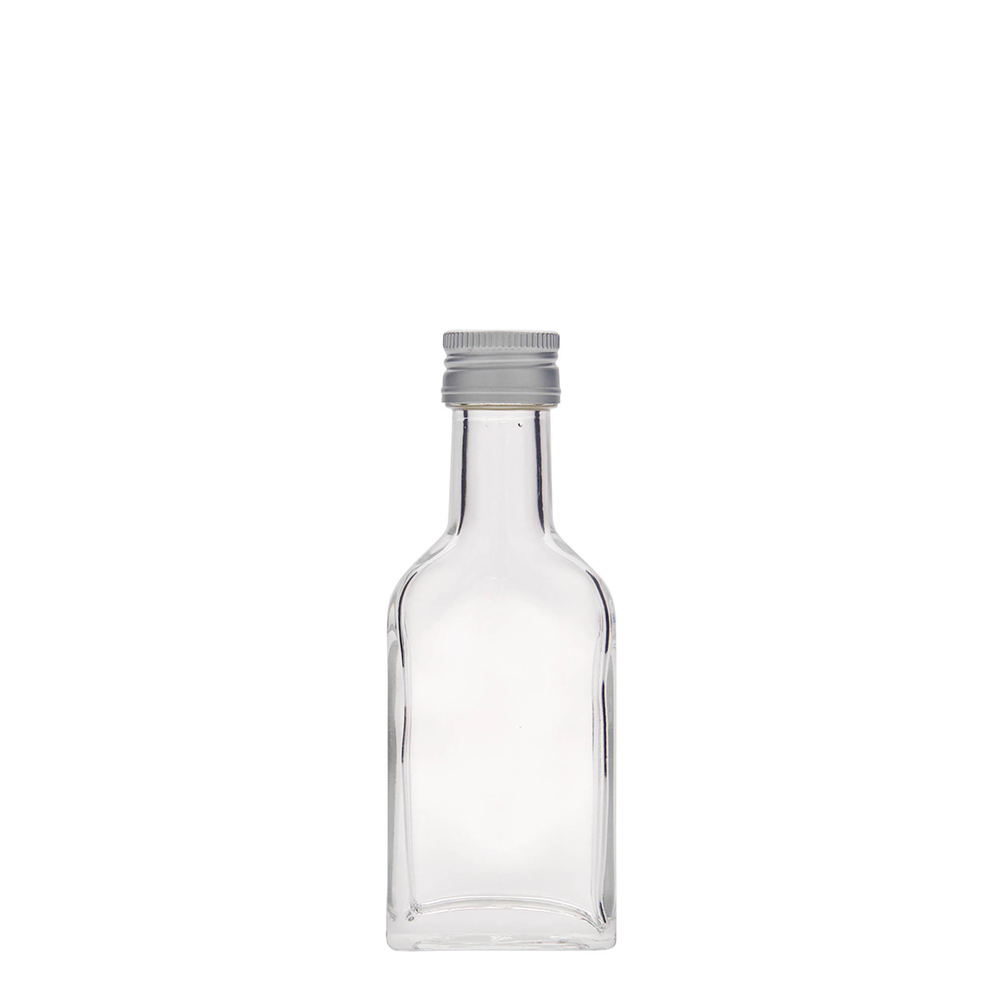 Sticluță de buzunar 40 ml, gât lung, dreptunghiulară, sticlă, gură: PP 22 Sticluță de buzunar 40 ml, gât lung, dreptunghiulară, sticlă, gură: PP 22