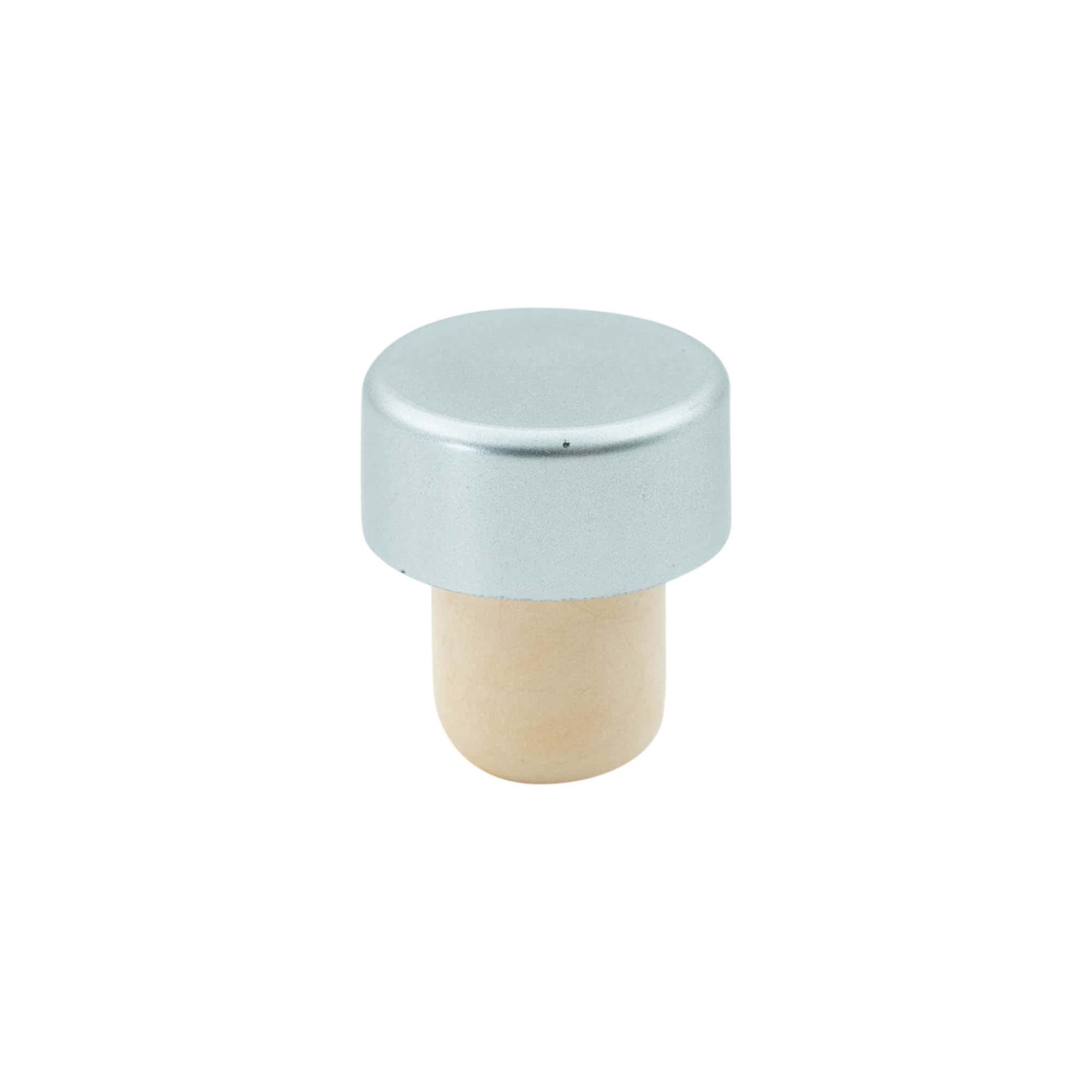 Dop cu mâner 19 mm, plastic, argintiu, pentru gură: dop de plută