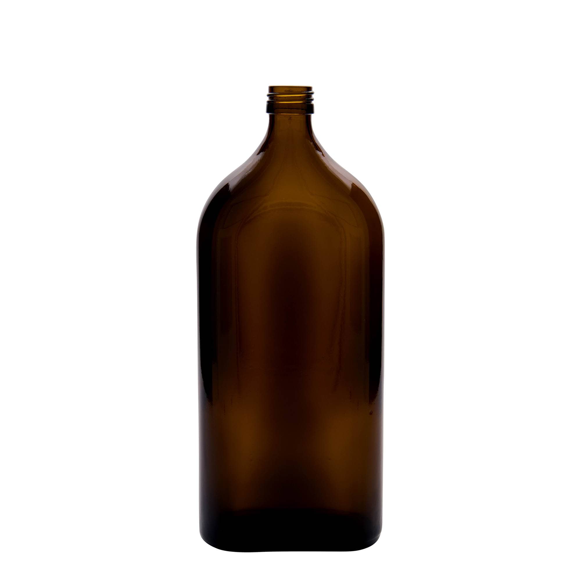1.000 ml sticlă medicală Meplat, ovală, sticlă, maro, gura: PP 28