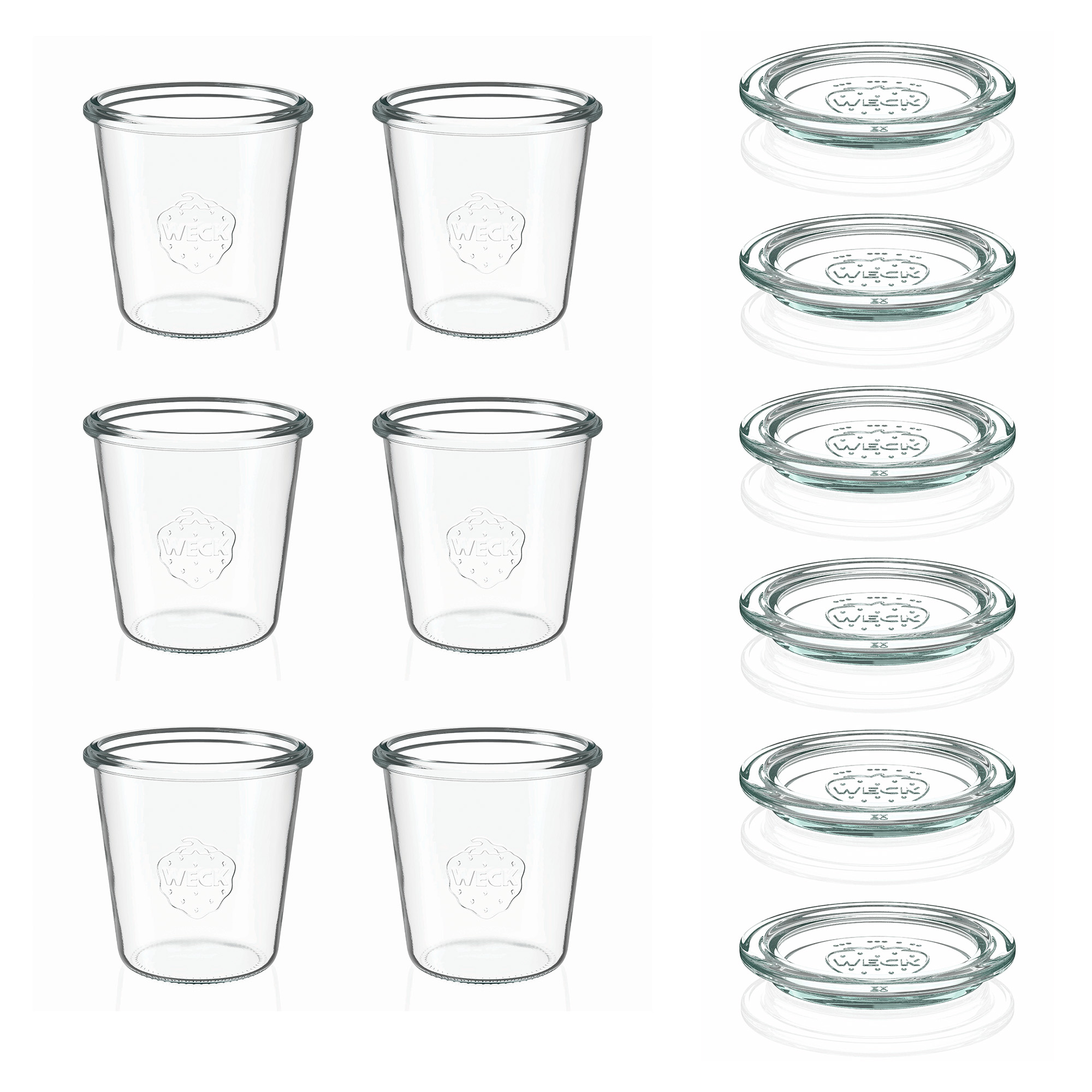6x 290 ml borcan WECK cu gura largă înalt cu capac de sticlă RR 80