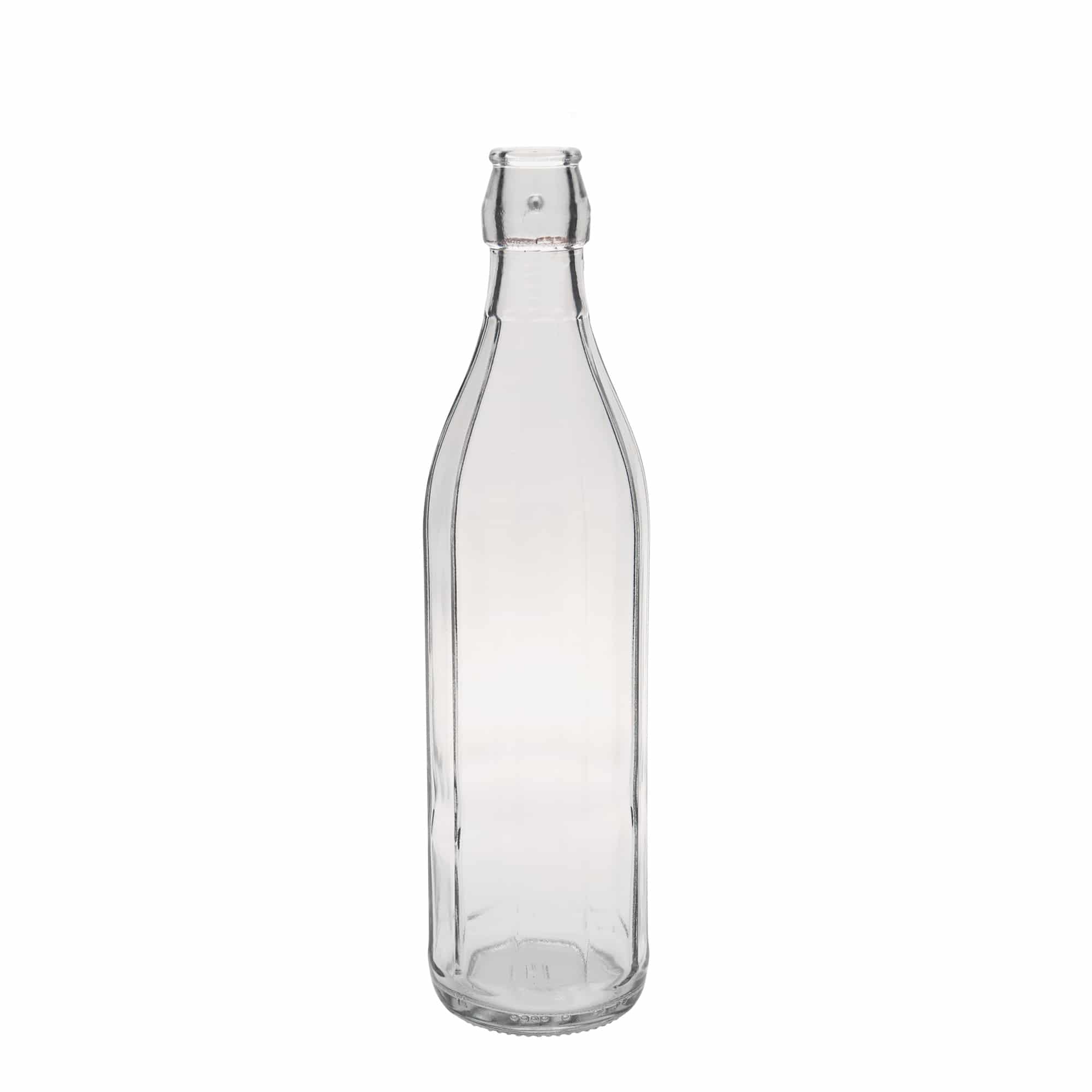 Sticlă de sticlă de 750 ml „Bravo”, cu zece colțuri, gât: închidere cu clemă