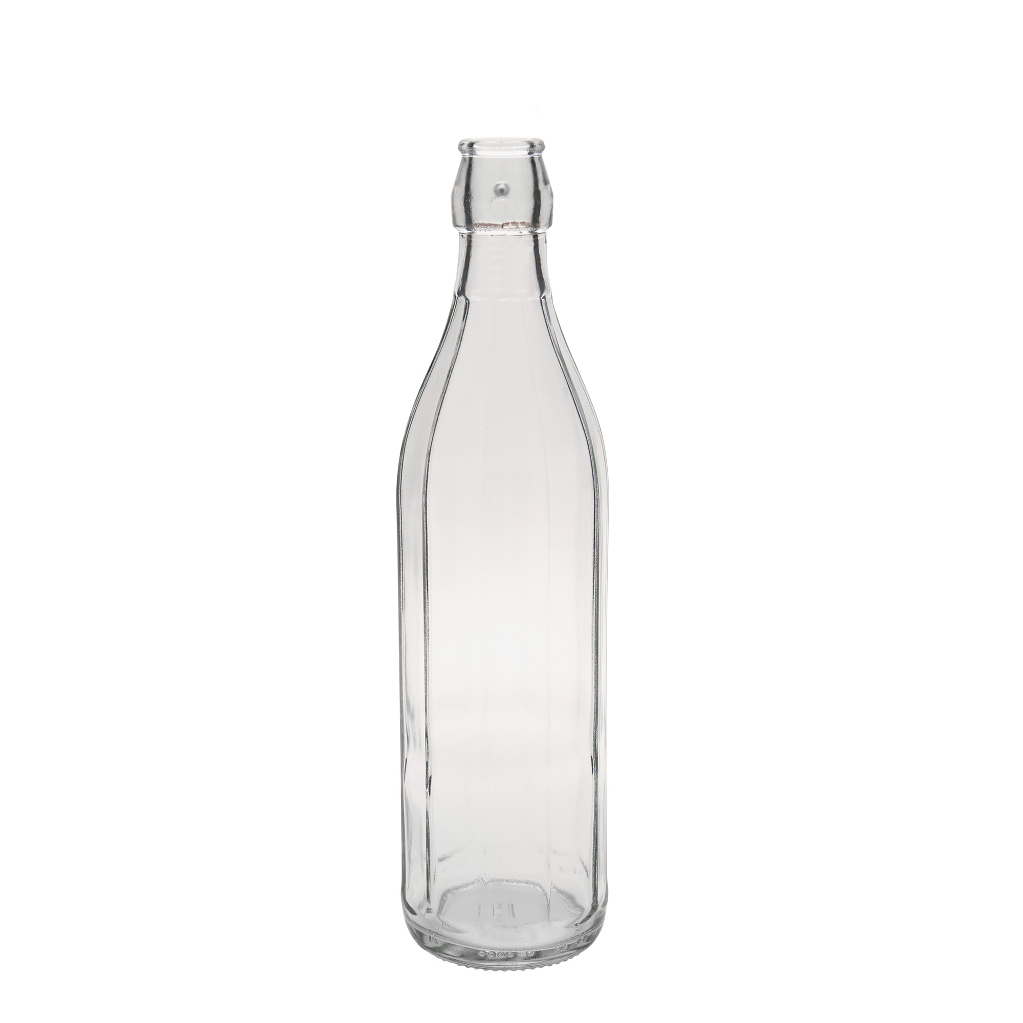 Sticlă de sticlă de 750 ml „Bravo”, cu zece colțuri, gât: închidere cu clemă