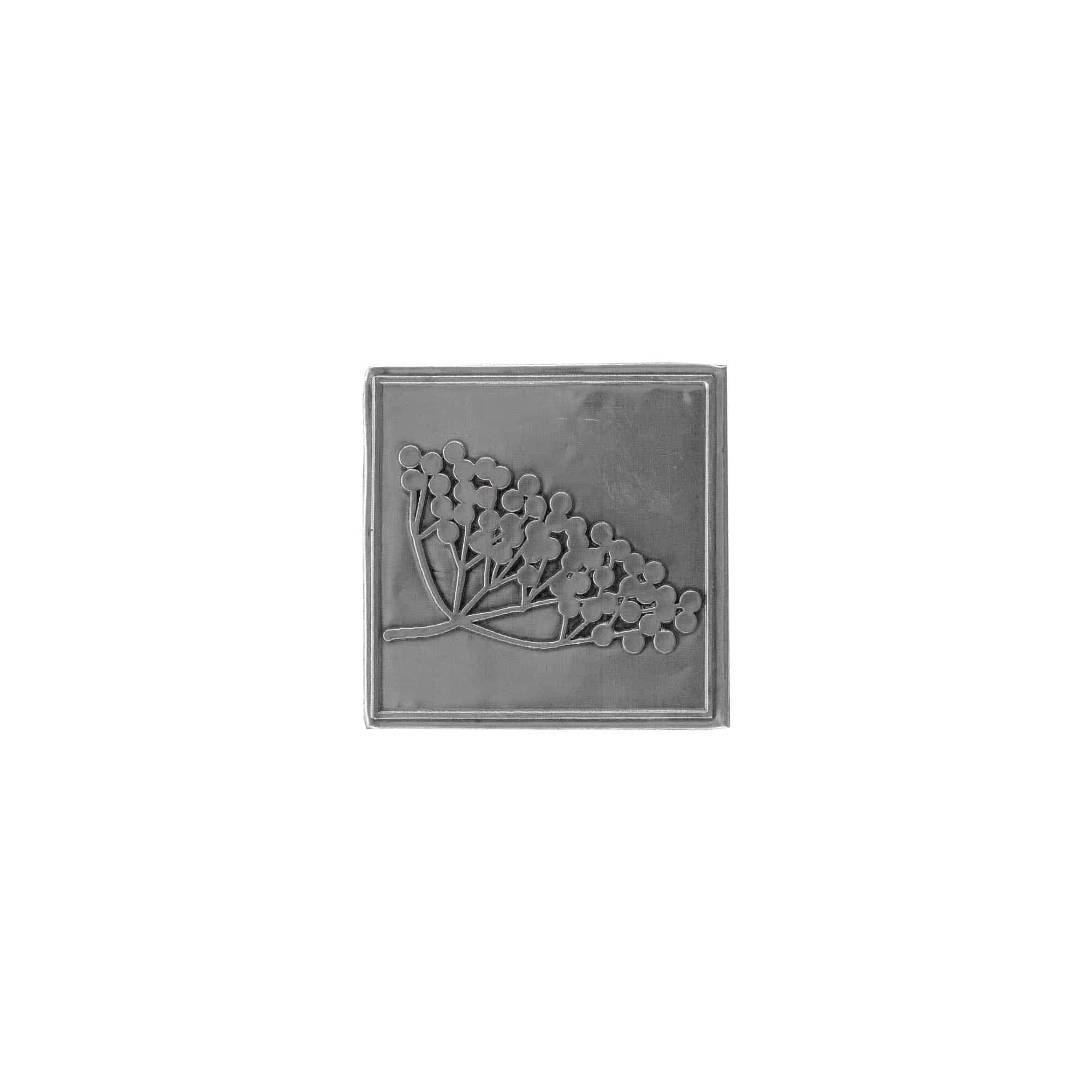 Etichetă de cositor „Soc”, pătrată, metal, argintiu